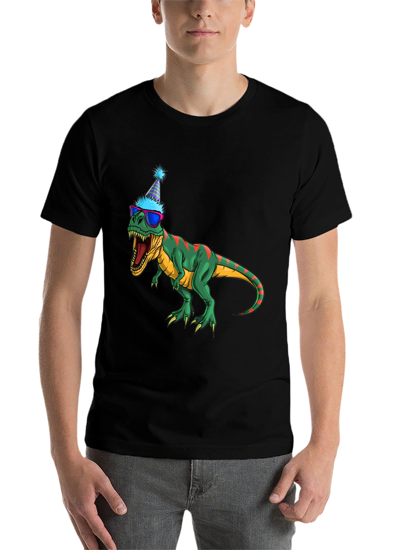 Black Party Dino T-Shirt - Fun & Festive view 7