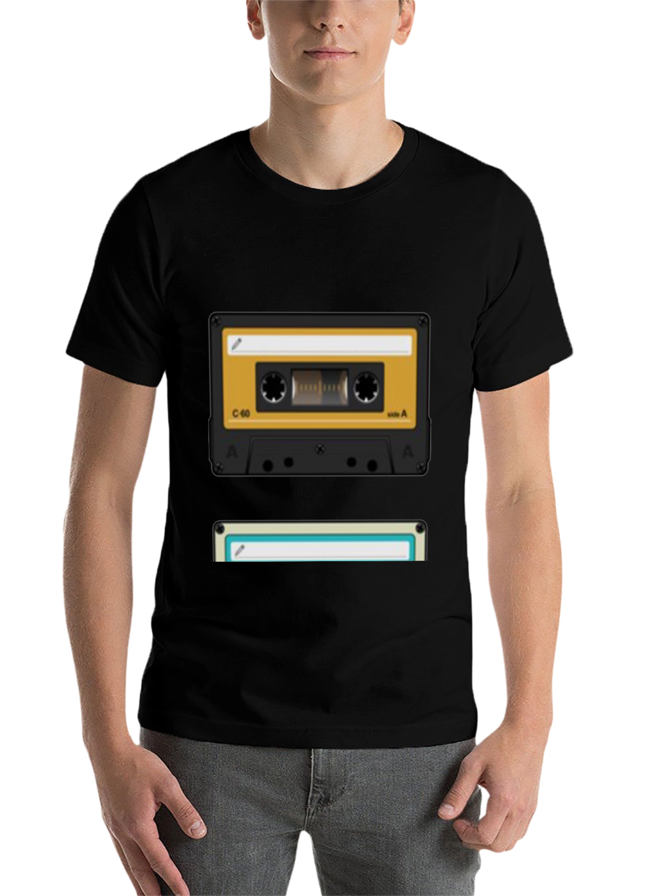 Black Retro Cassette Tape Graphic T-Shirt - Vintage Music Lover Tee view 7