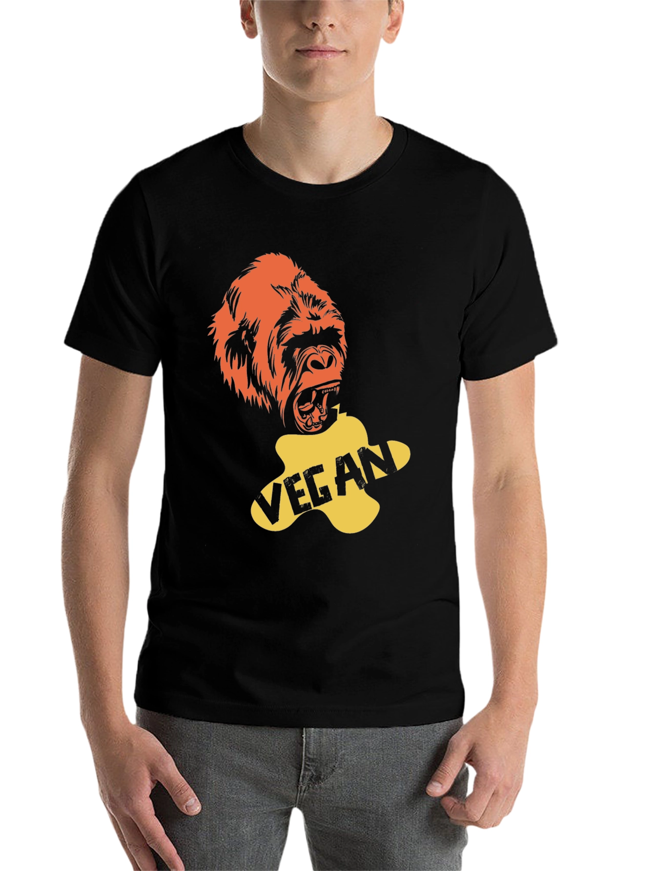 Black Vegan Gorilla Graphic T-Shirt - Bold & Ethical Style view 7