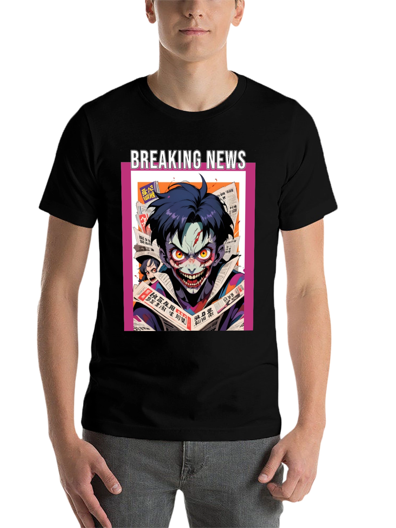 Black Breaking News Joker Graphic Tee - Black Cotton view 7