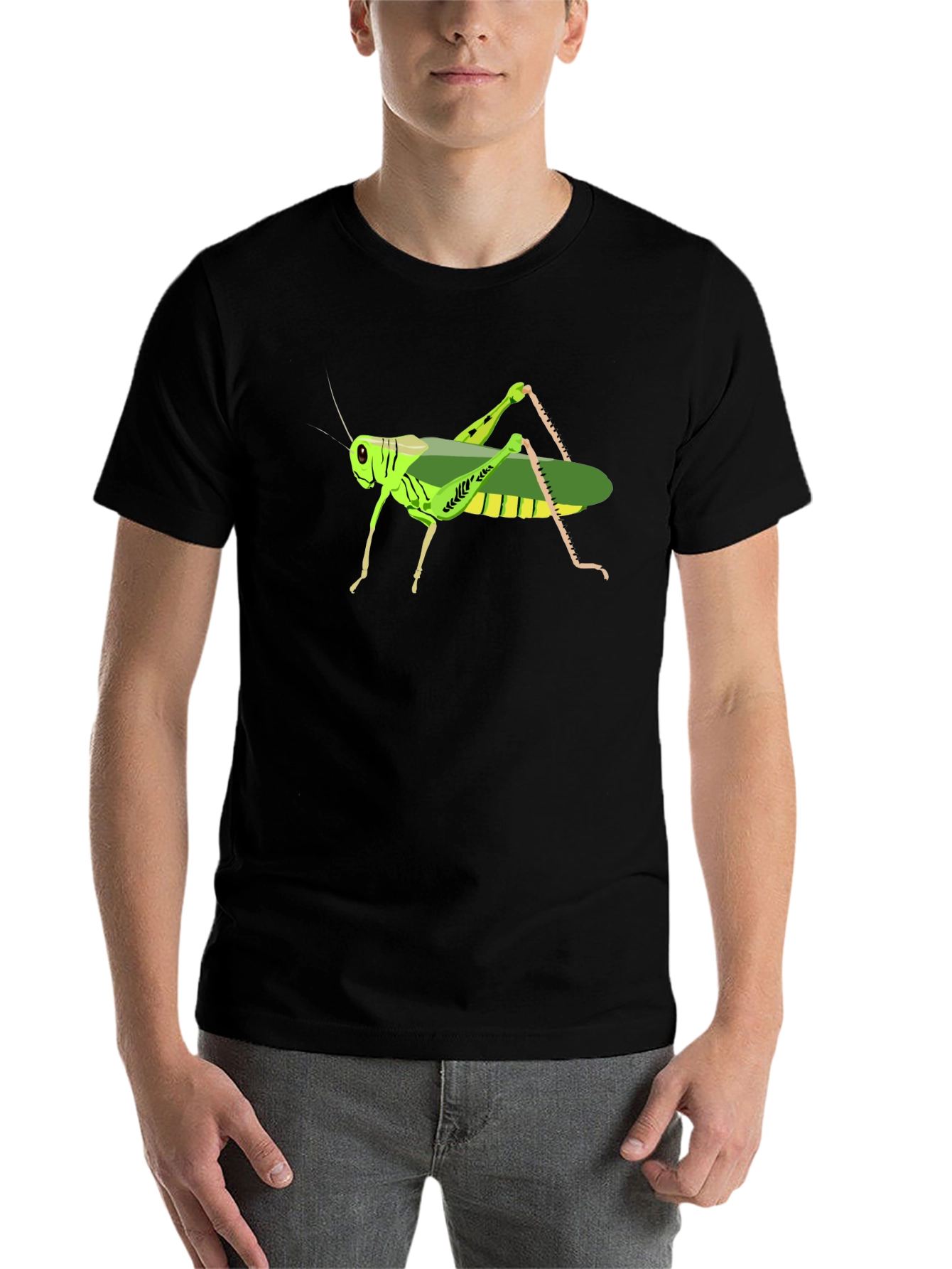 Black Grasshopper Graphic Tee - Cool Insect Design T-Shirt view 7
