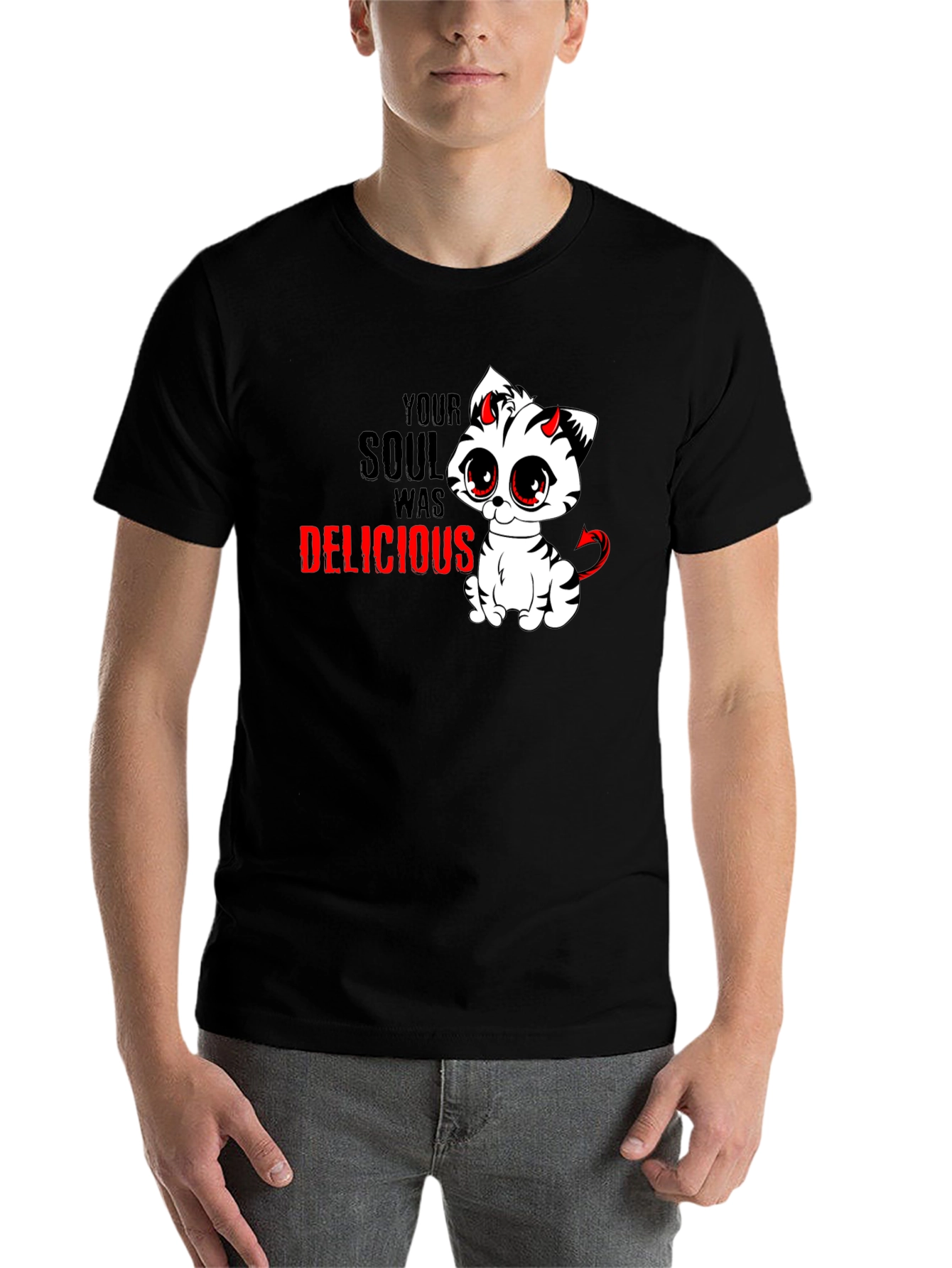 Black Devil Cat T-Shirt - Your Soul Was Delicious view 7