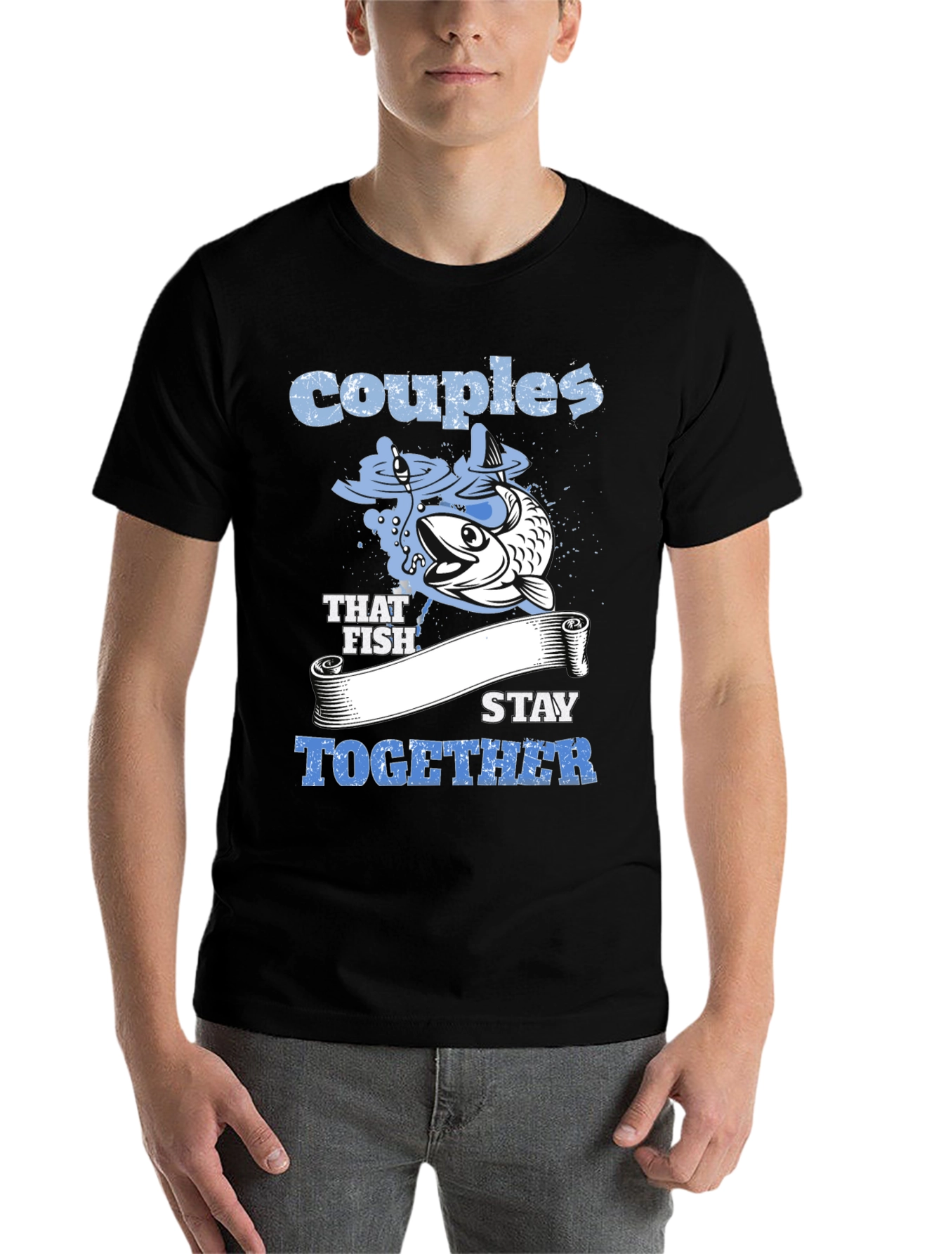Black Couples That Fish Stay Together Graphic Tee view 7