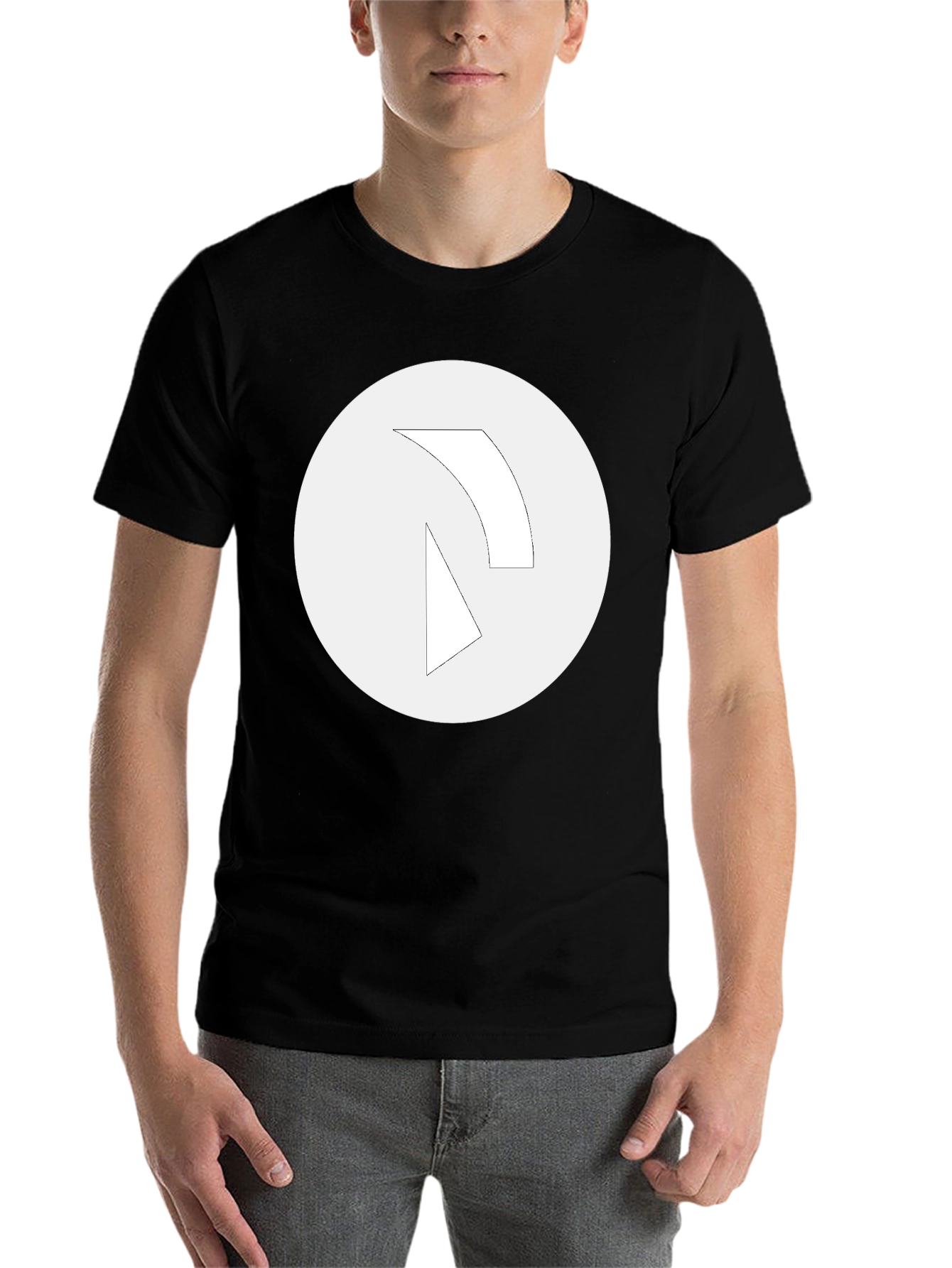 Black Minimalist Graphic Tee - Black Cotton Blend view 7