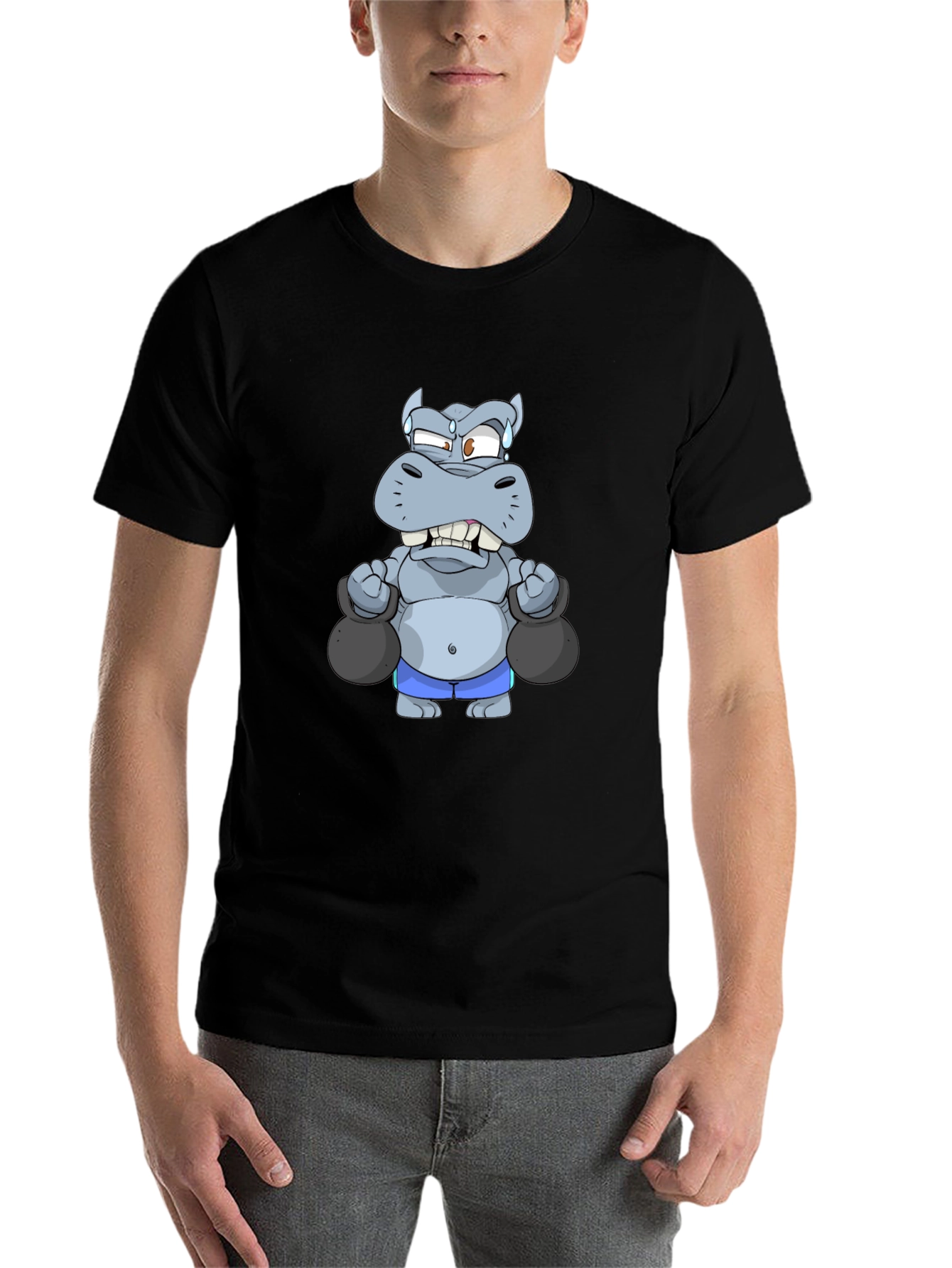 Black Weightlifting Hippo Graphic Tee - Black T-Shirt view 7