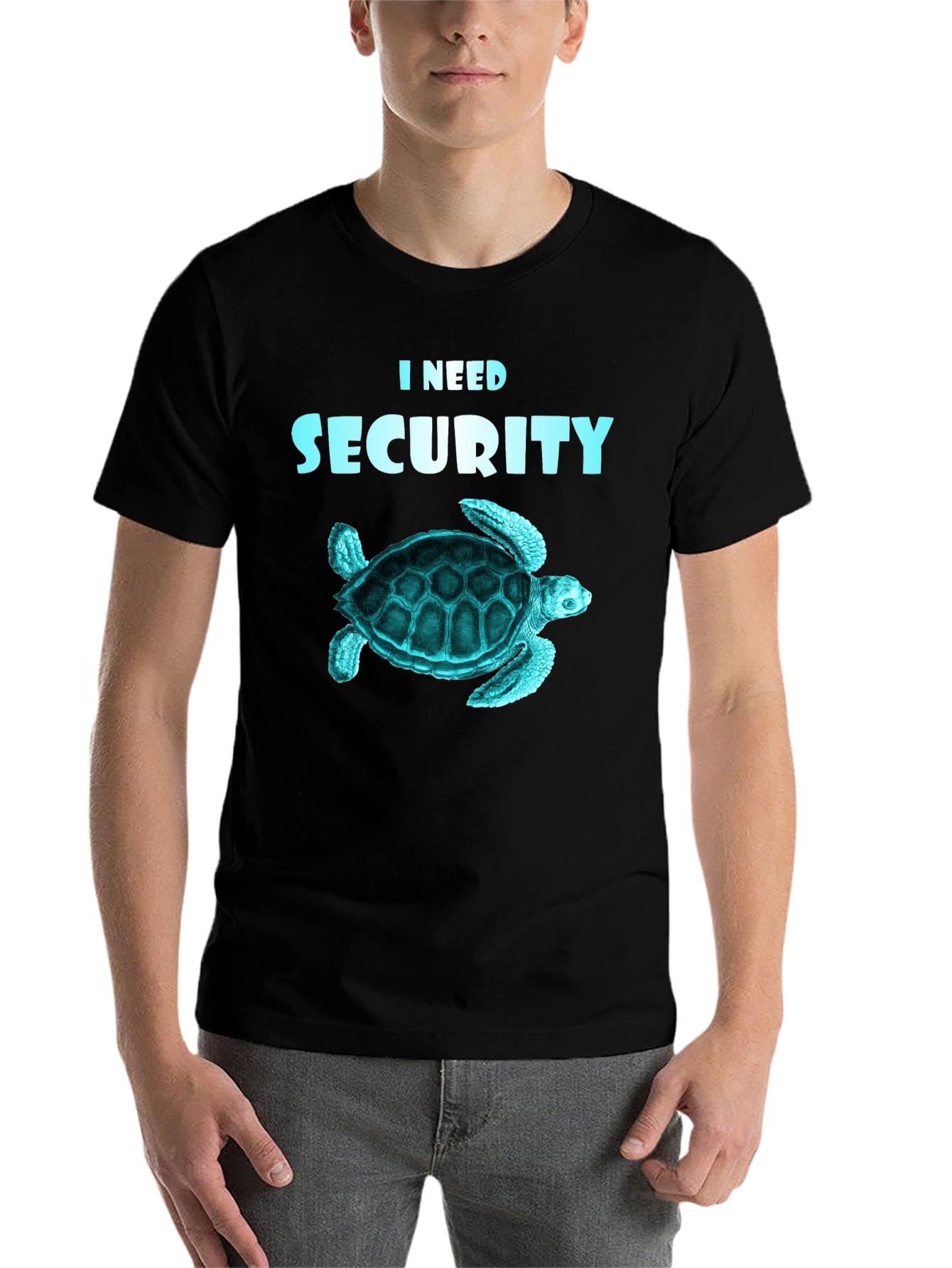 Black I Need Security Turtle T-Shirt view 7