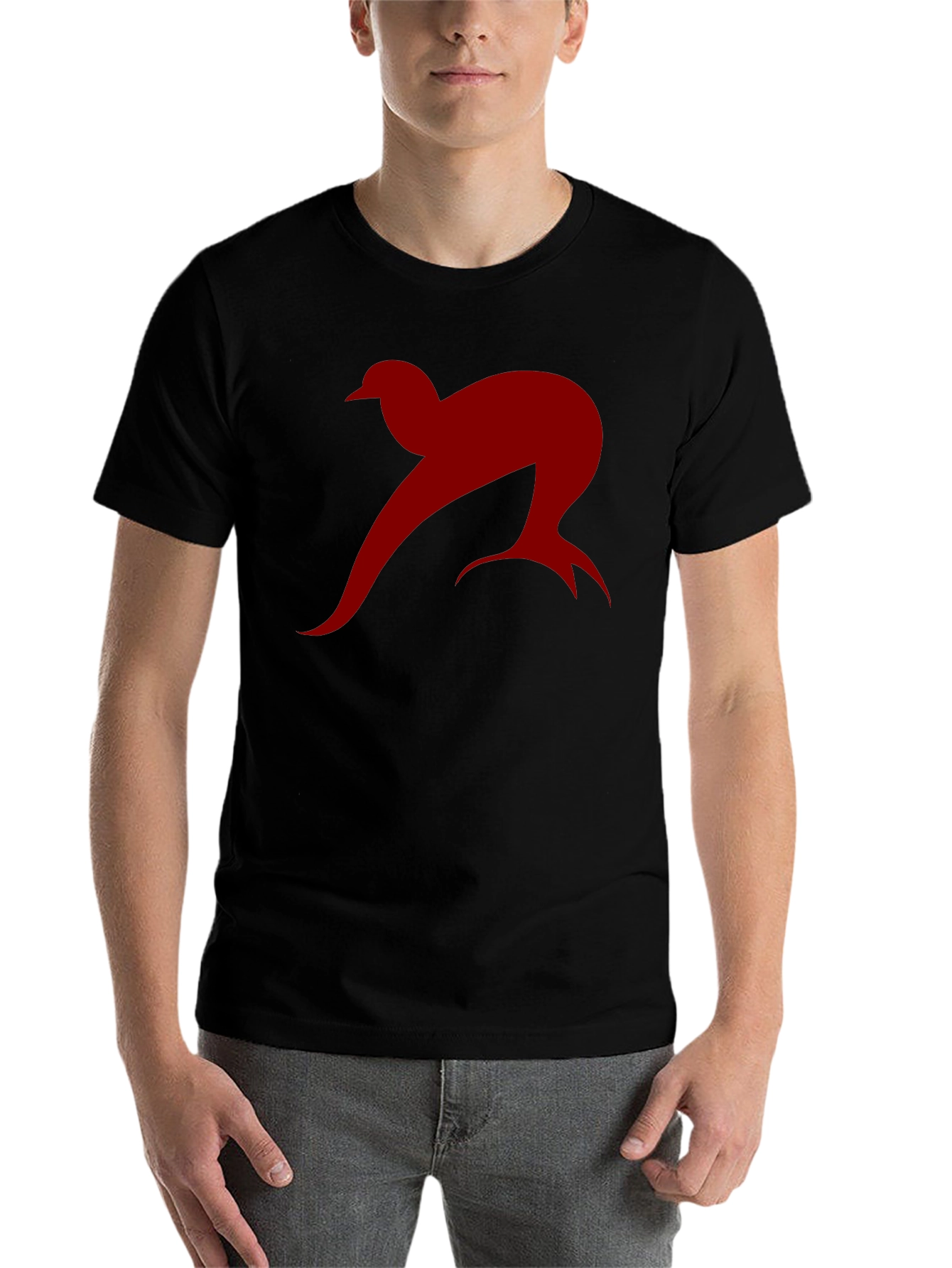 Black Abstract Bird Graphic Tee - Stylish Men's Black T-Shirt view 7