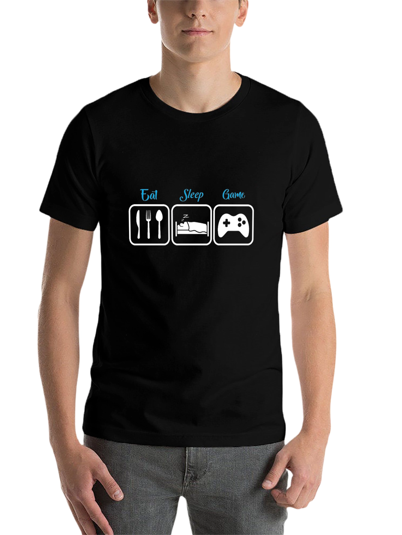 Black Eat Sleep Game Black T-Shirt - Gamer's Lifestyle view 7