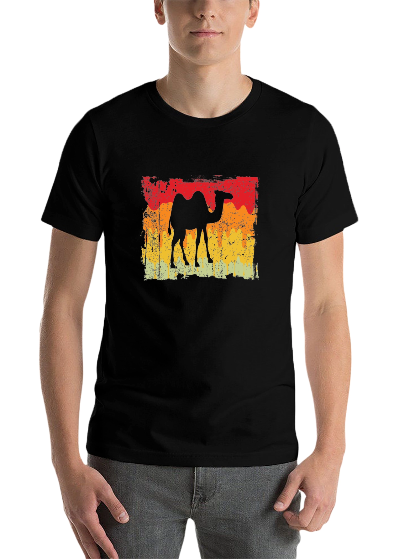 Black Retro Camel T-Shirt - Vintage Desert Vibes view 7