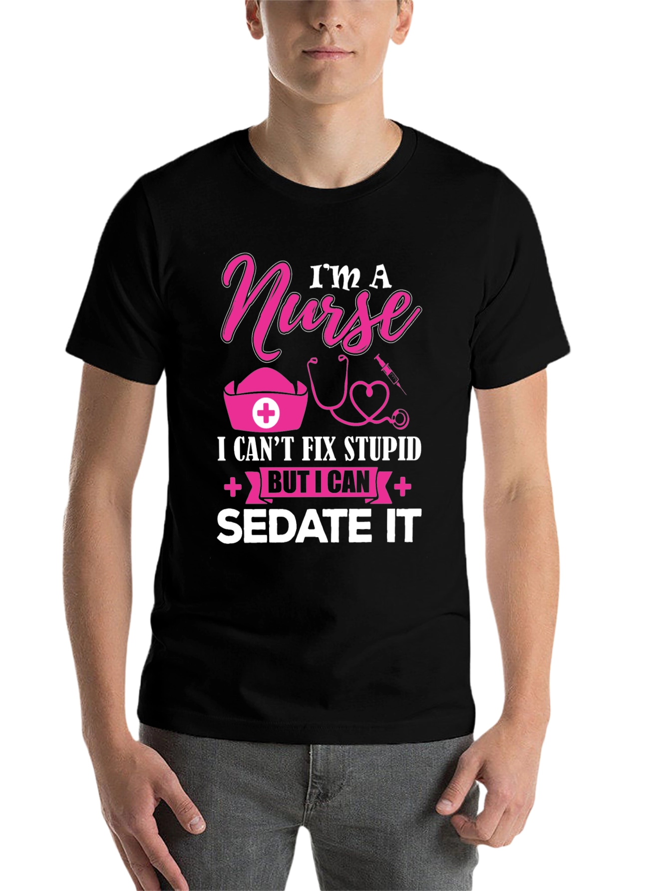 Black I'm A Nurse Funny T-Shirt view 7