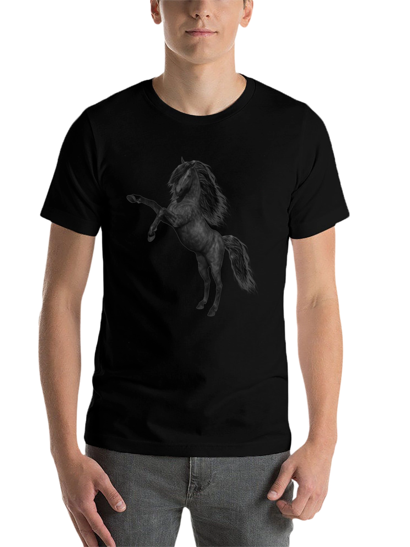 Black Black Horse Graphic Tee - Stylish Men's T-Shirt view 7