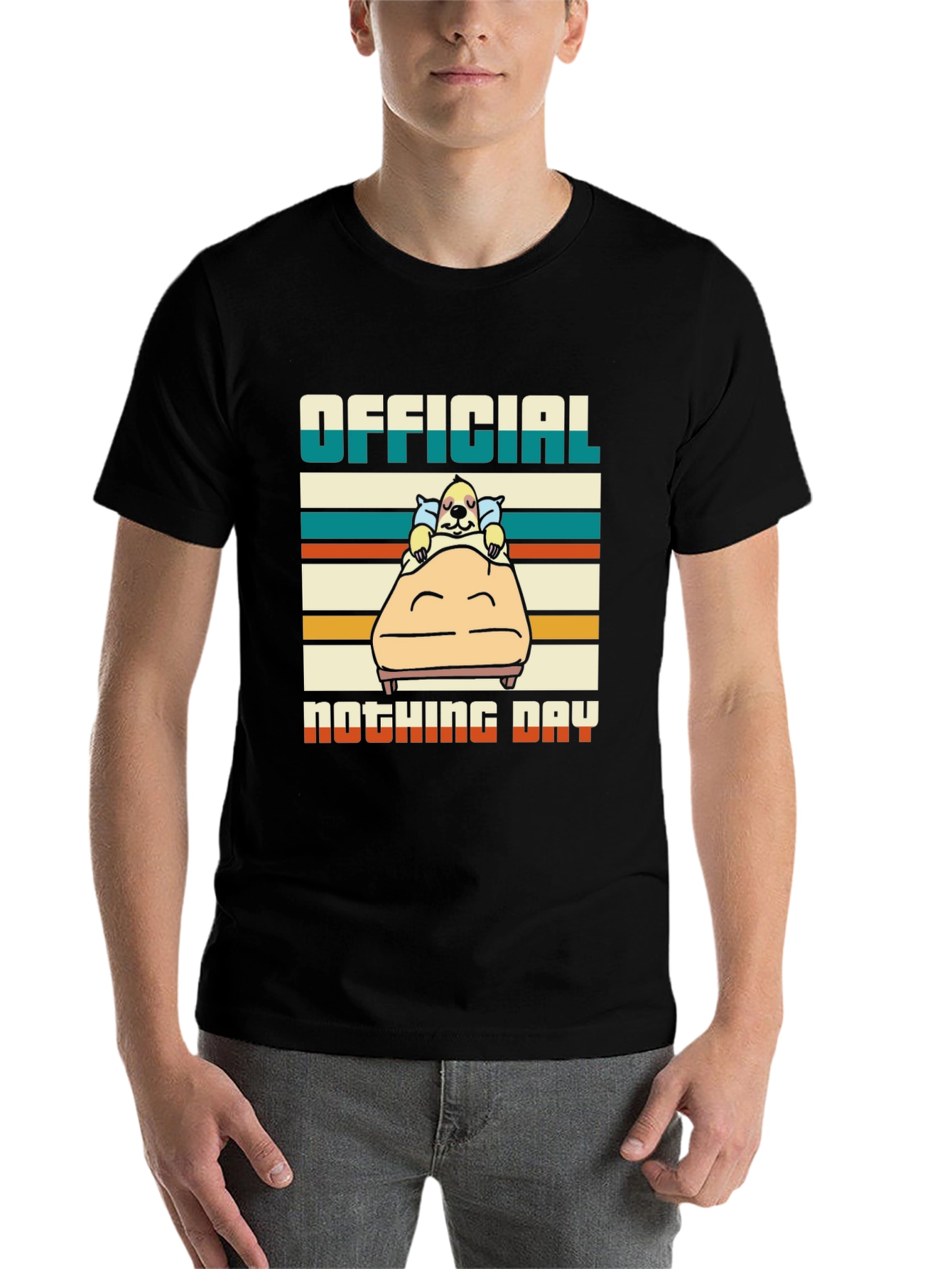 Black Official Nothing Day T-Shirt - Relaxed Dog Design view 7