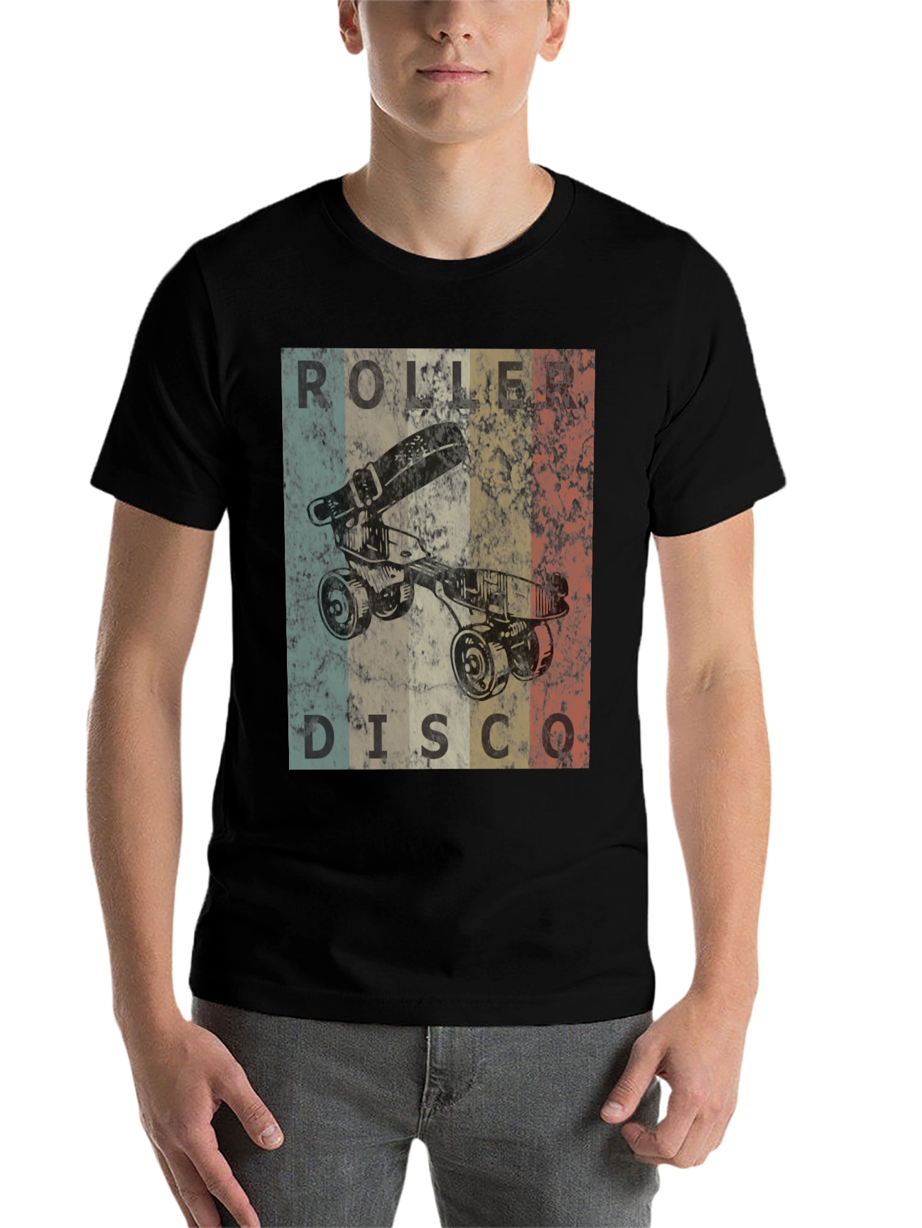 Black Retro Roller Disco T-Shirt - Vintage Skate Style view 7