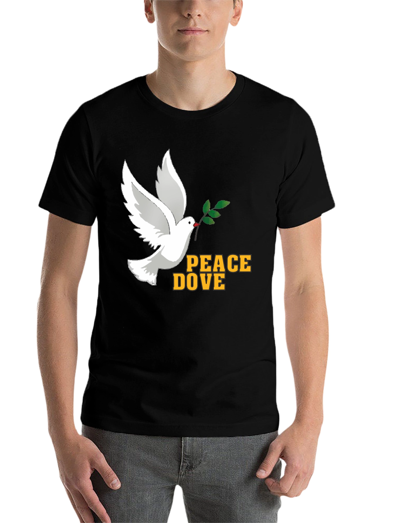 Black Peace Dove Graphic T-Shirt - Soft Cotton Blend, Black view 7