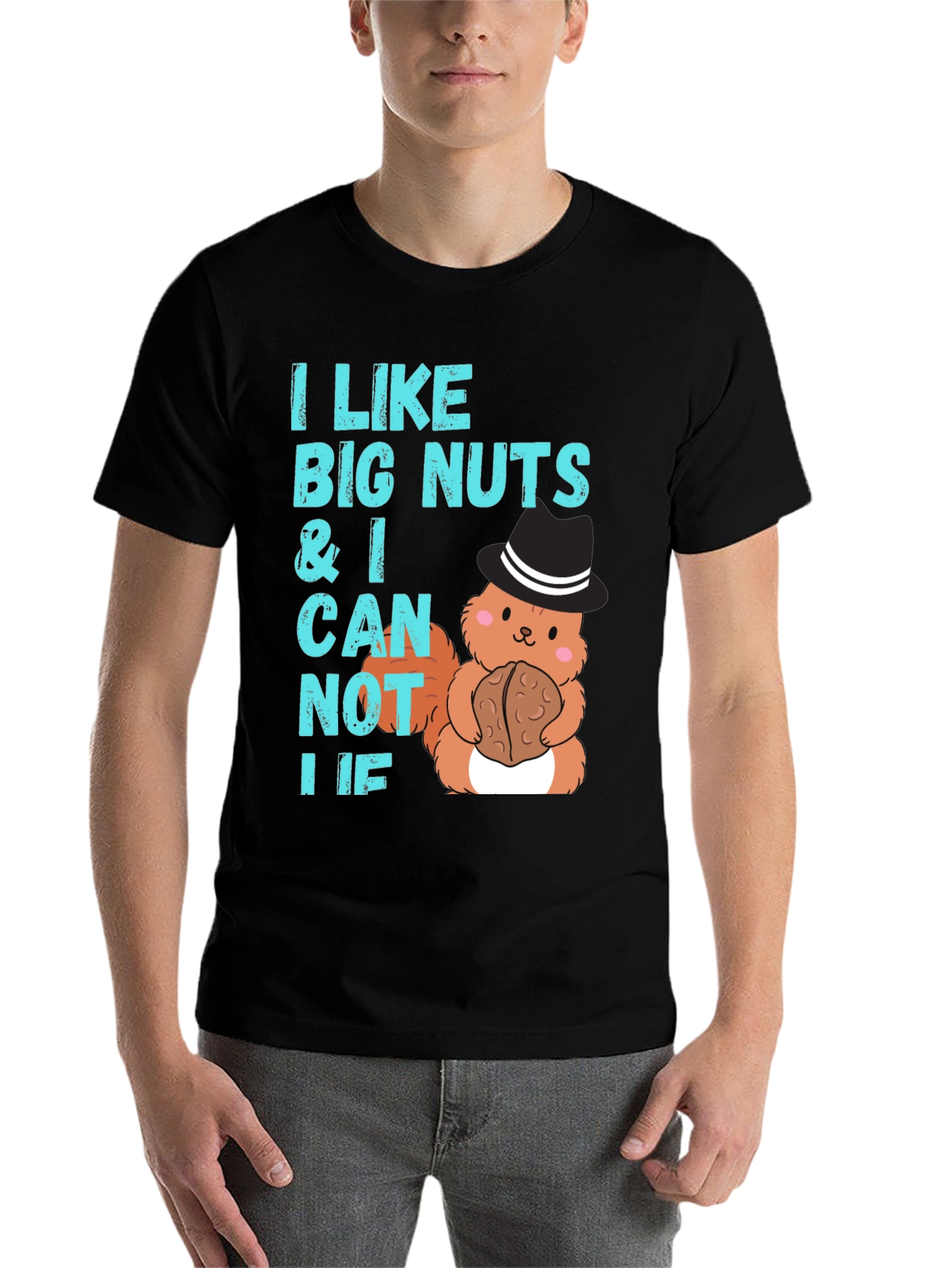 Black I Like Big Nuts Funny Squirrel T-Shirt view 7