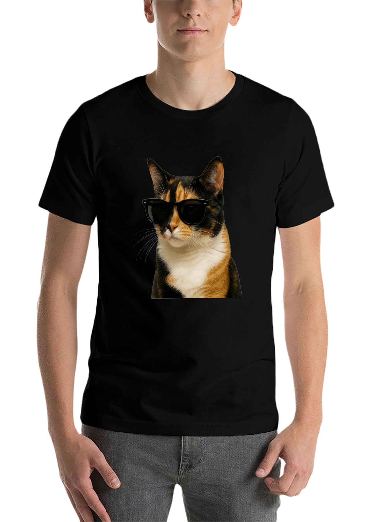 Black Cool Cat Graphic T-Shirt - Black view 7