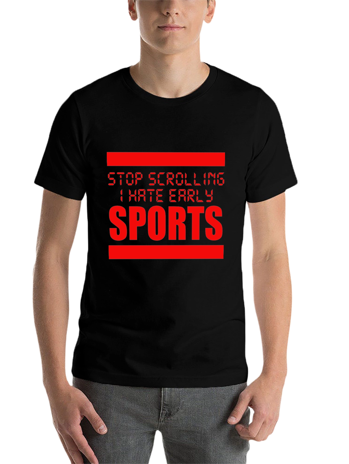 Black Stop Scrolling I Hate Early Sports Graphic Tee view 7