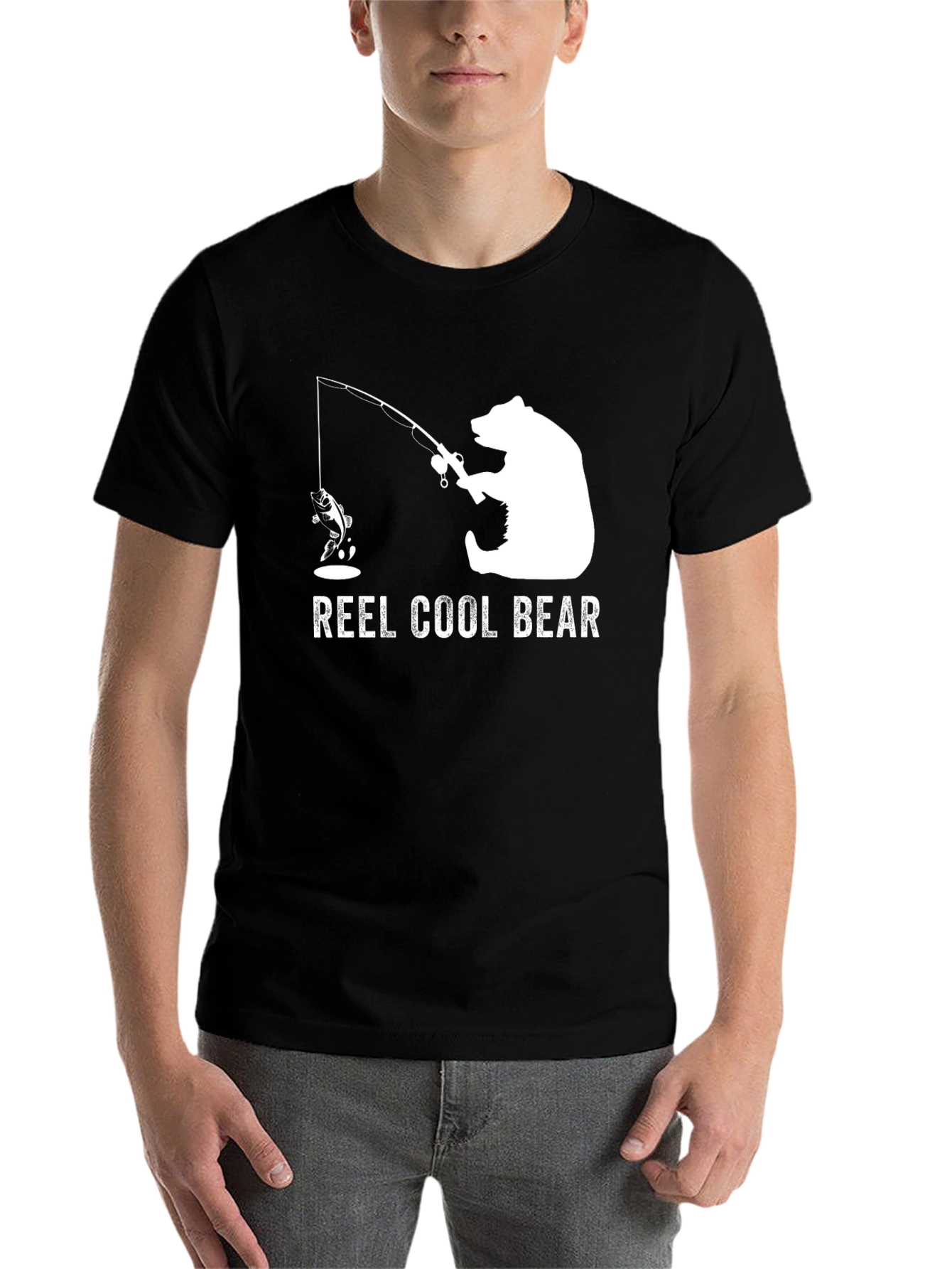 Black Reel Cool Bear T-Shirt - Fishing Graphic Tee view 7
