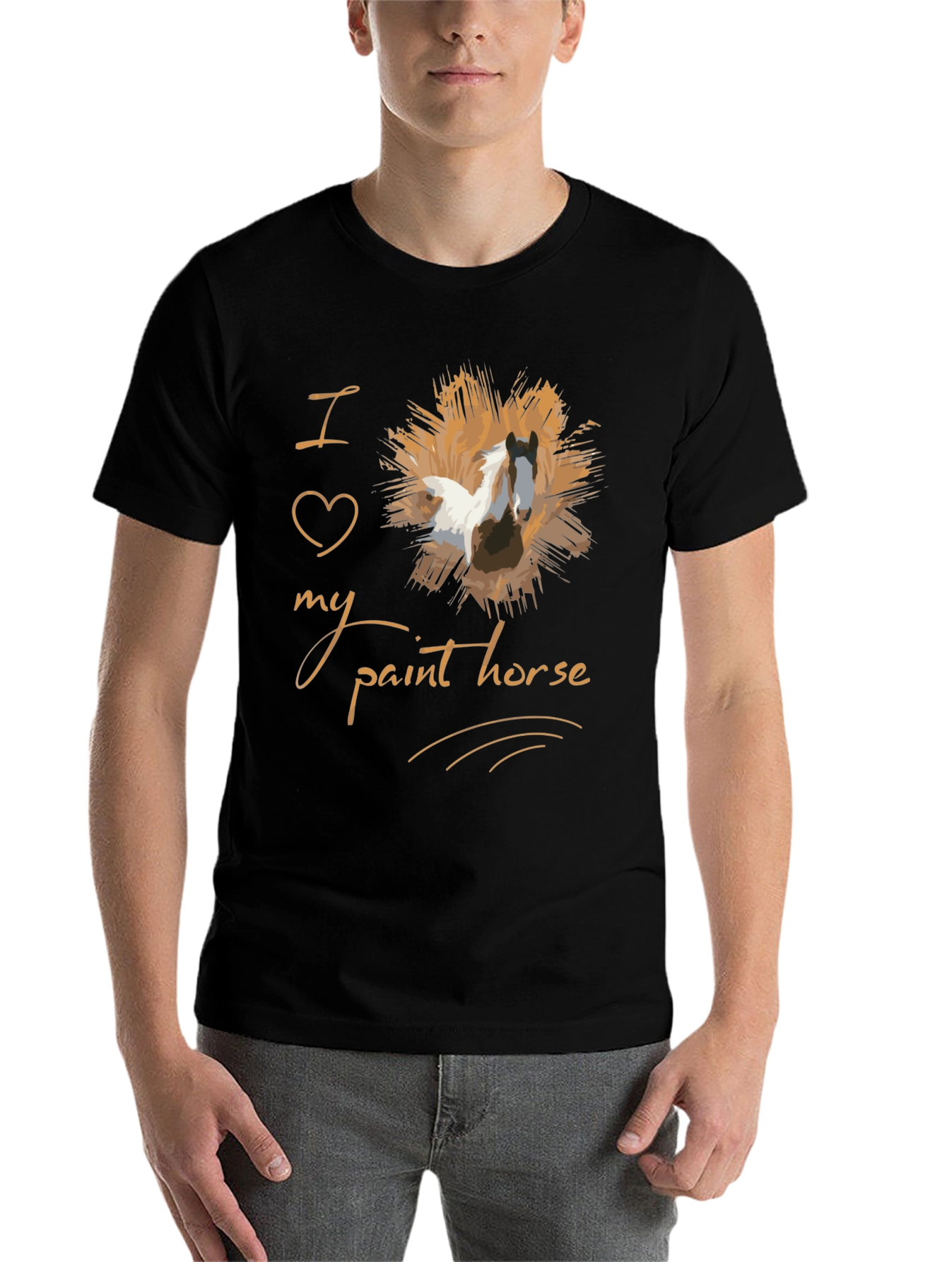 Black I Love My Paint Horse Graphic T-Shirt view 7