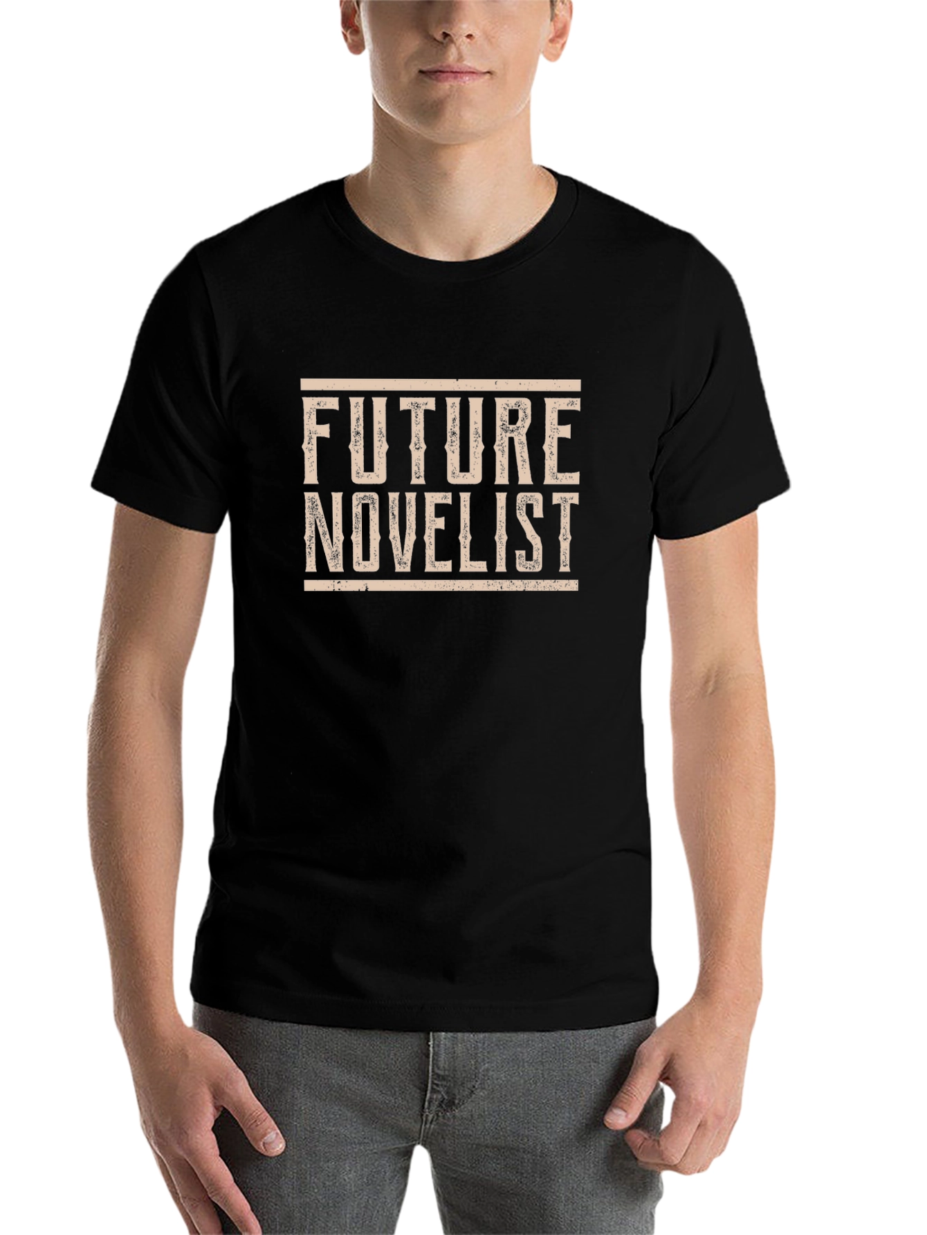 Black Future Novelist Graphic T-Shirt - Black Cotton Tee view 7