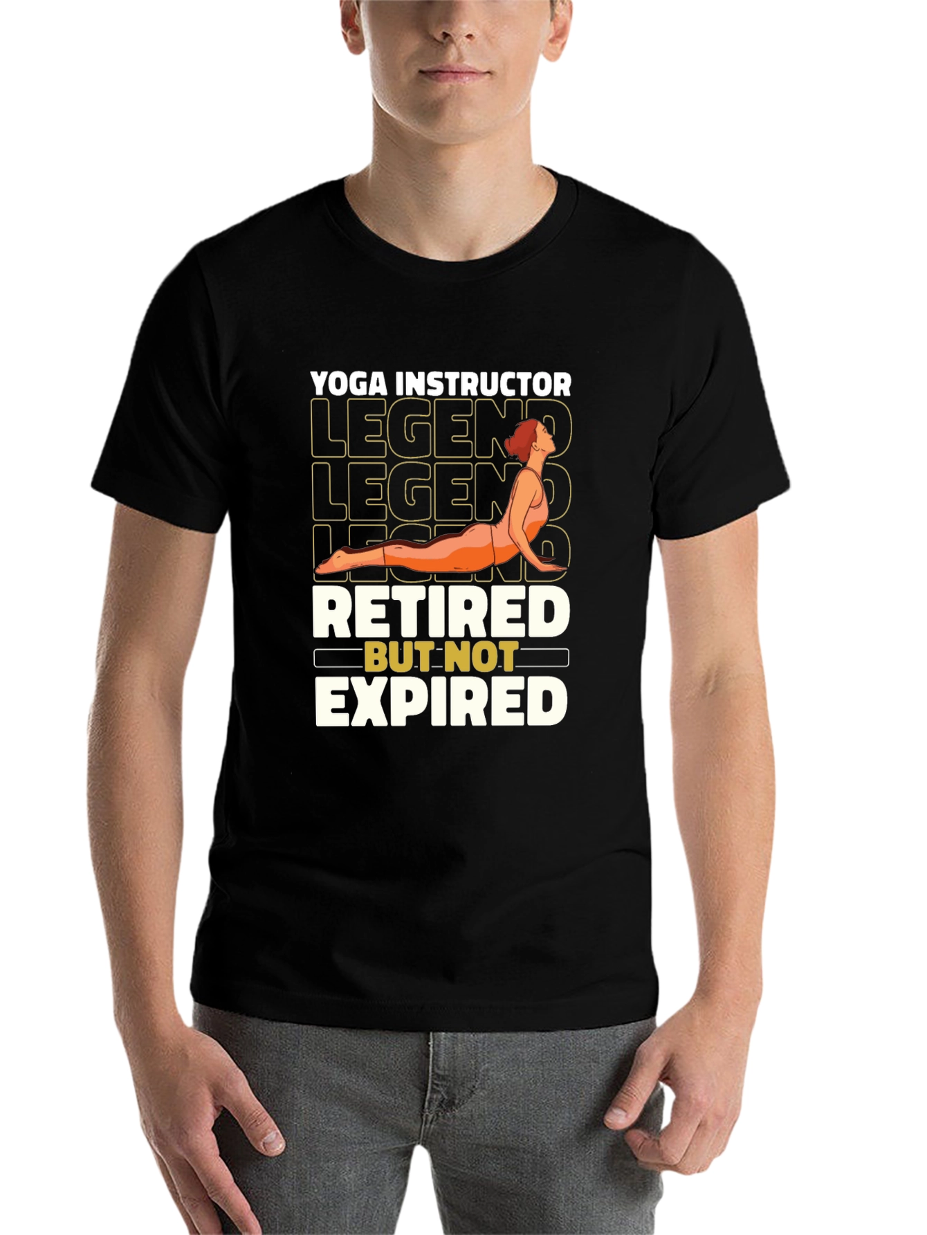 Black Retired Yoga Instructor Legend T-Shirt view 7