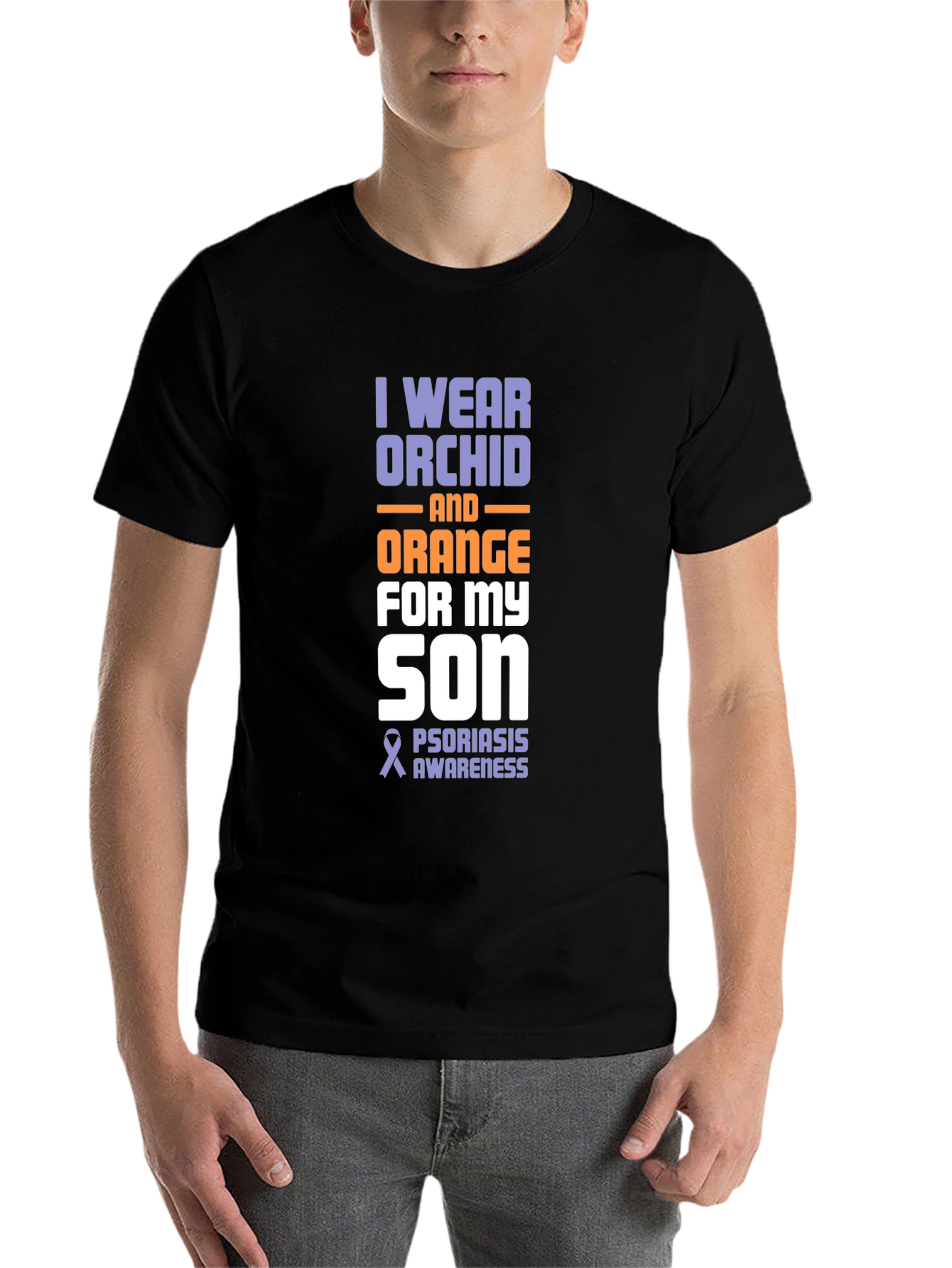 Orchid & Orange Psoriasis Awareness Son T-Shirt - 7