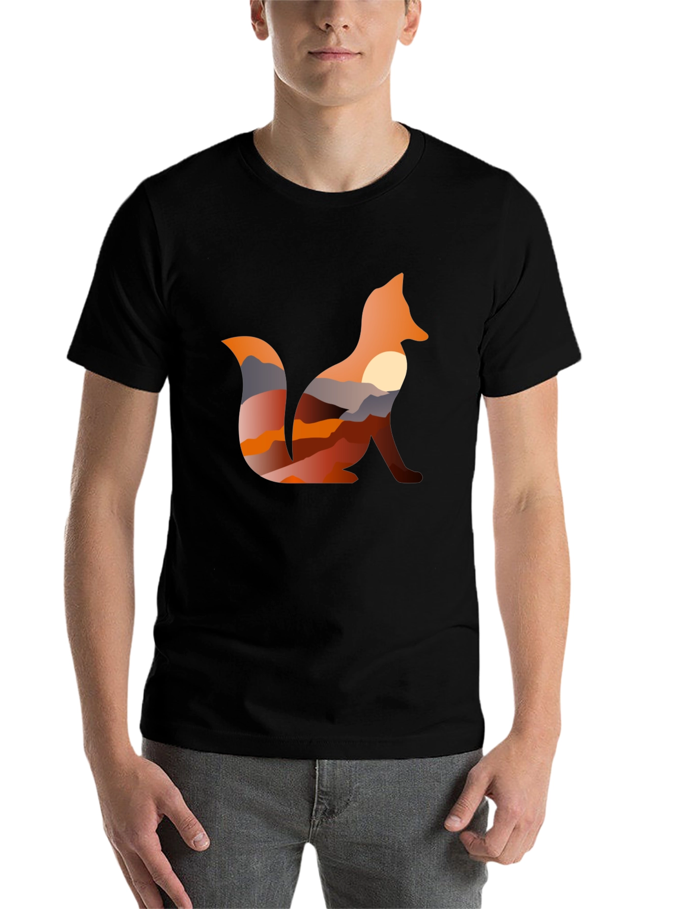 Black Fox Silhouette Sunset Graphic Tee - Unisex view 7