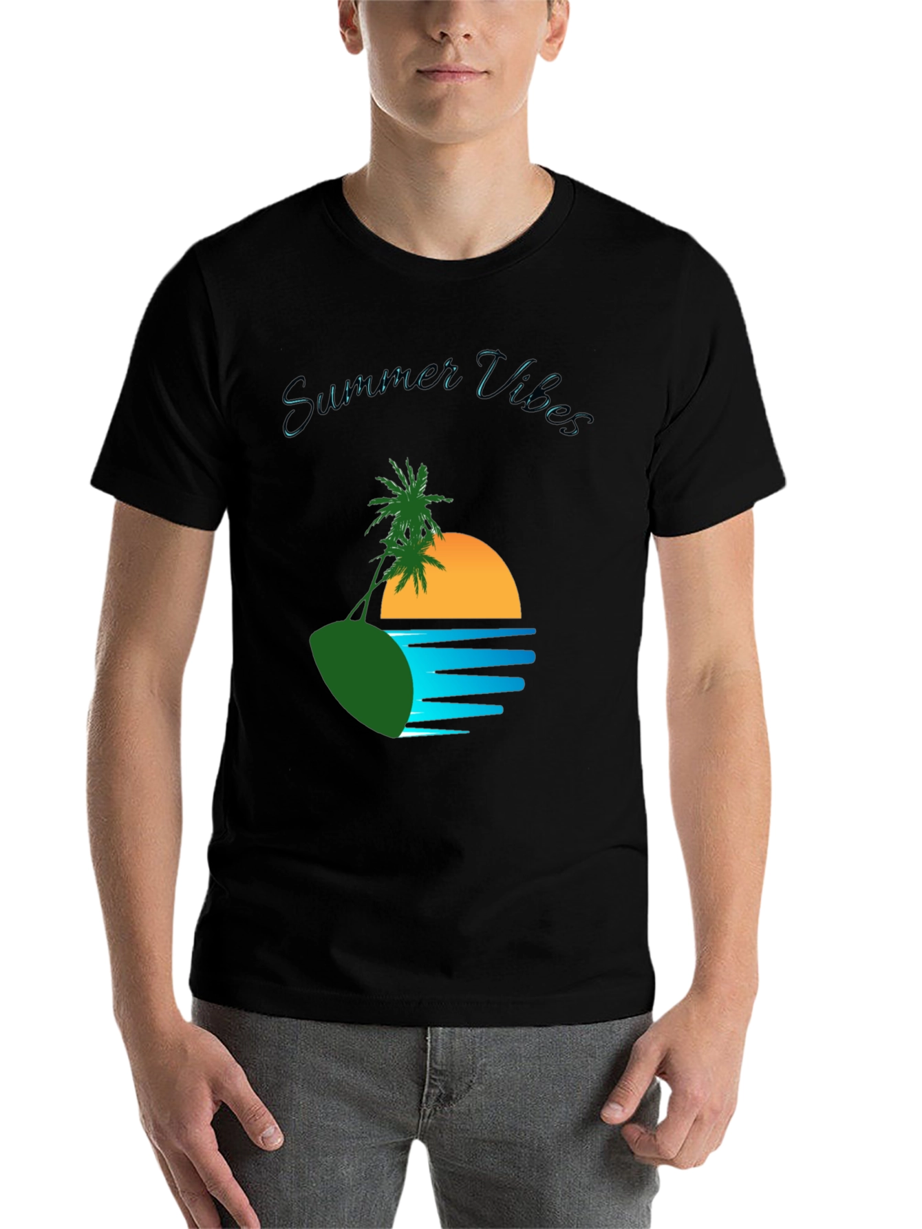 Black Summer Vibes Graphic T-Shirt view 7