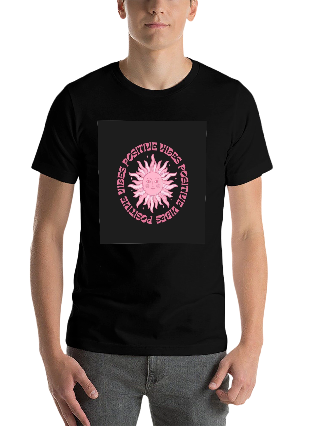 Black Positive Vibes Sun Graphic T-Shirt view 7