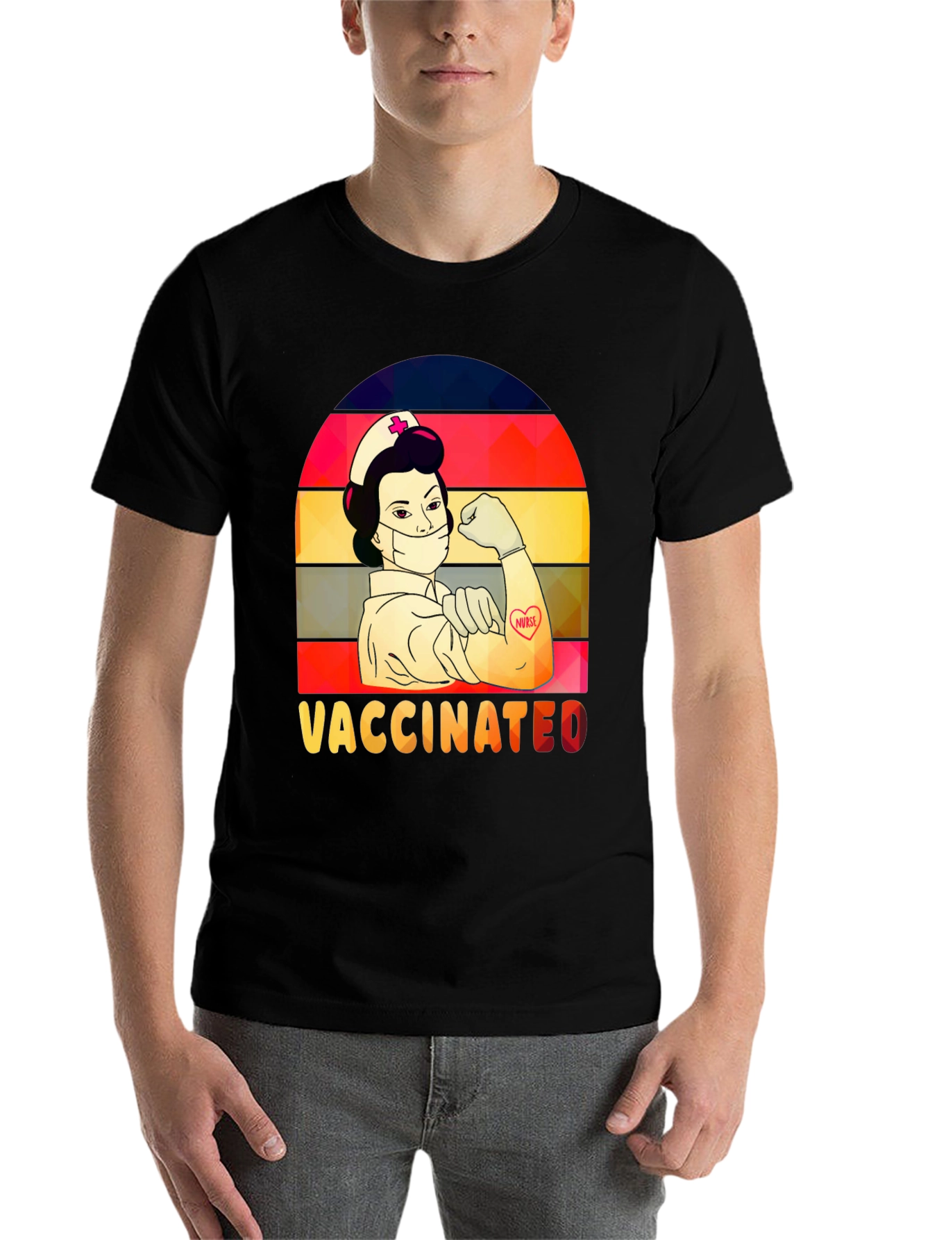 Vaccinated Nurse T-Shirt -  Retro Design - 7