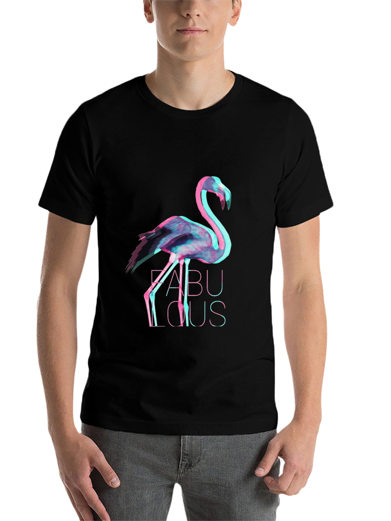Black Men's Black Flamingo Fabulous Graphic Tee view 7