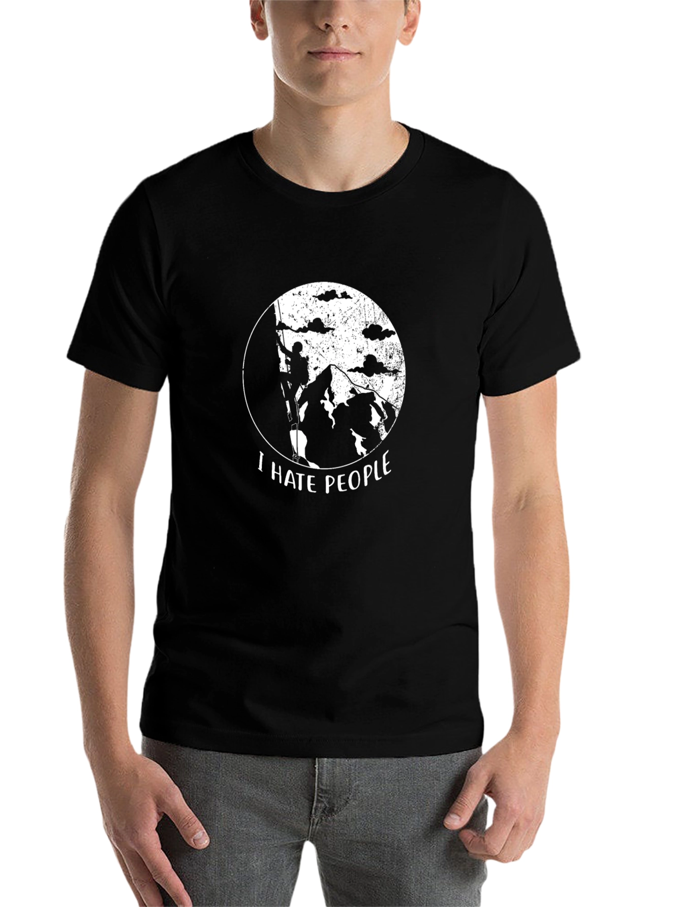 Black I Hate People Climbing Graphic T-Shirt view 7