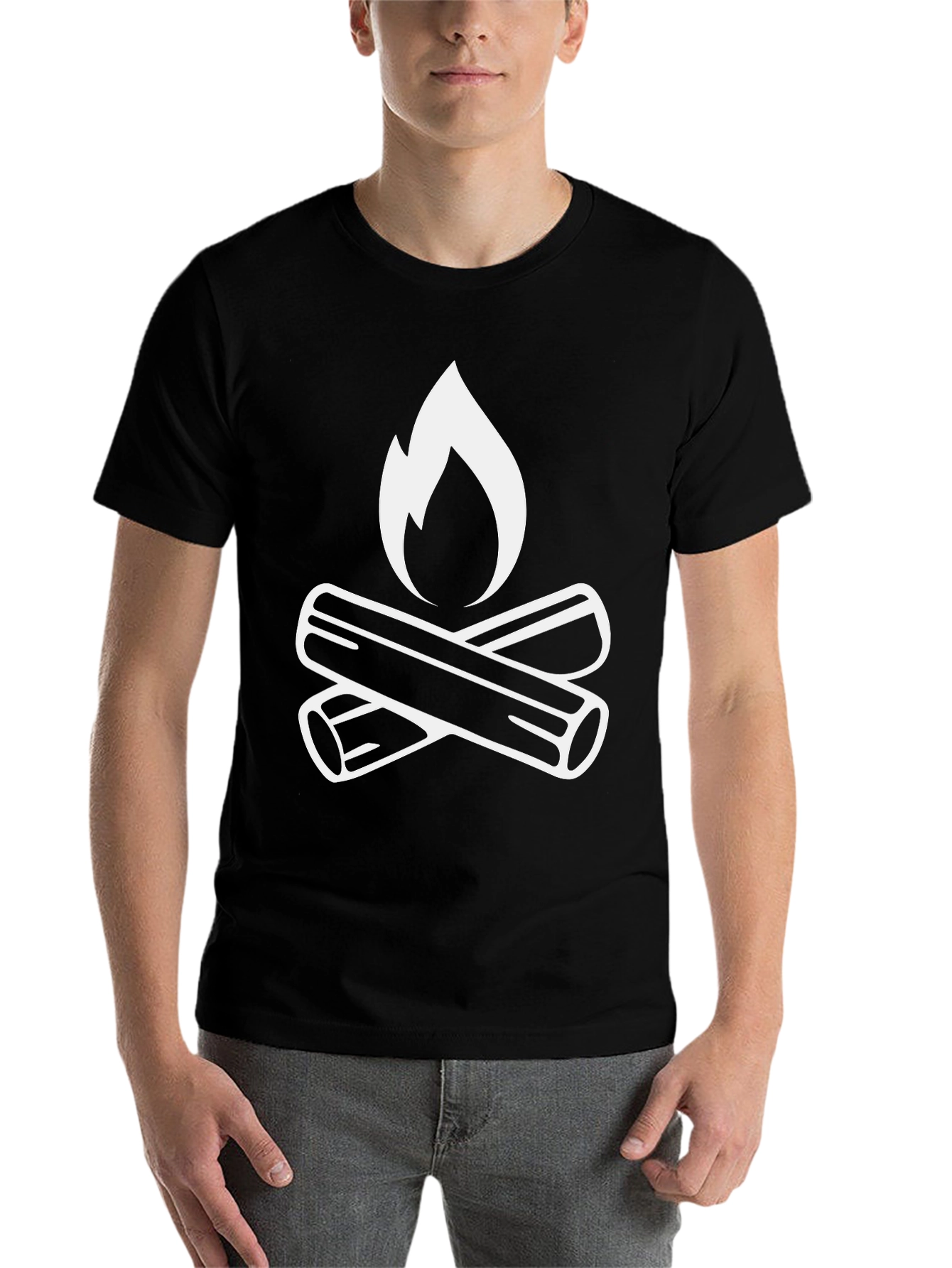 Black Campfire Graphic Tee - Black Cotton T-Shirt view 7