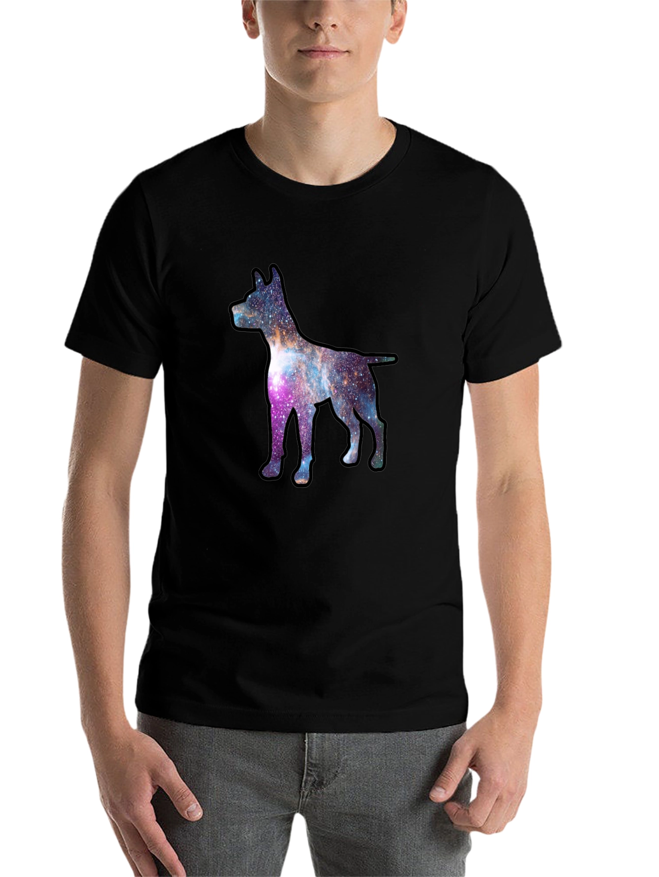 Black Galaxy Dog Graphic Tee - Black view 7
