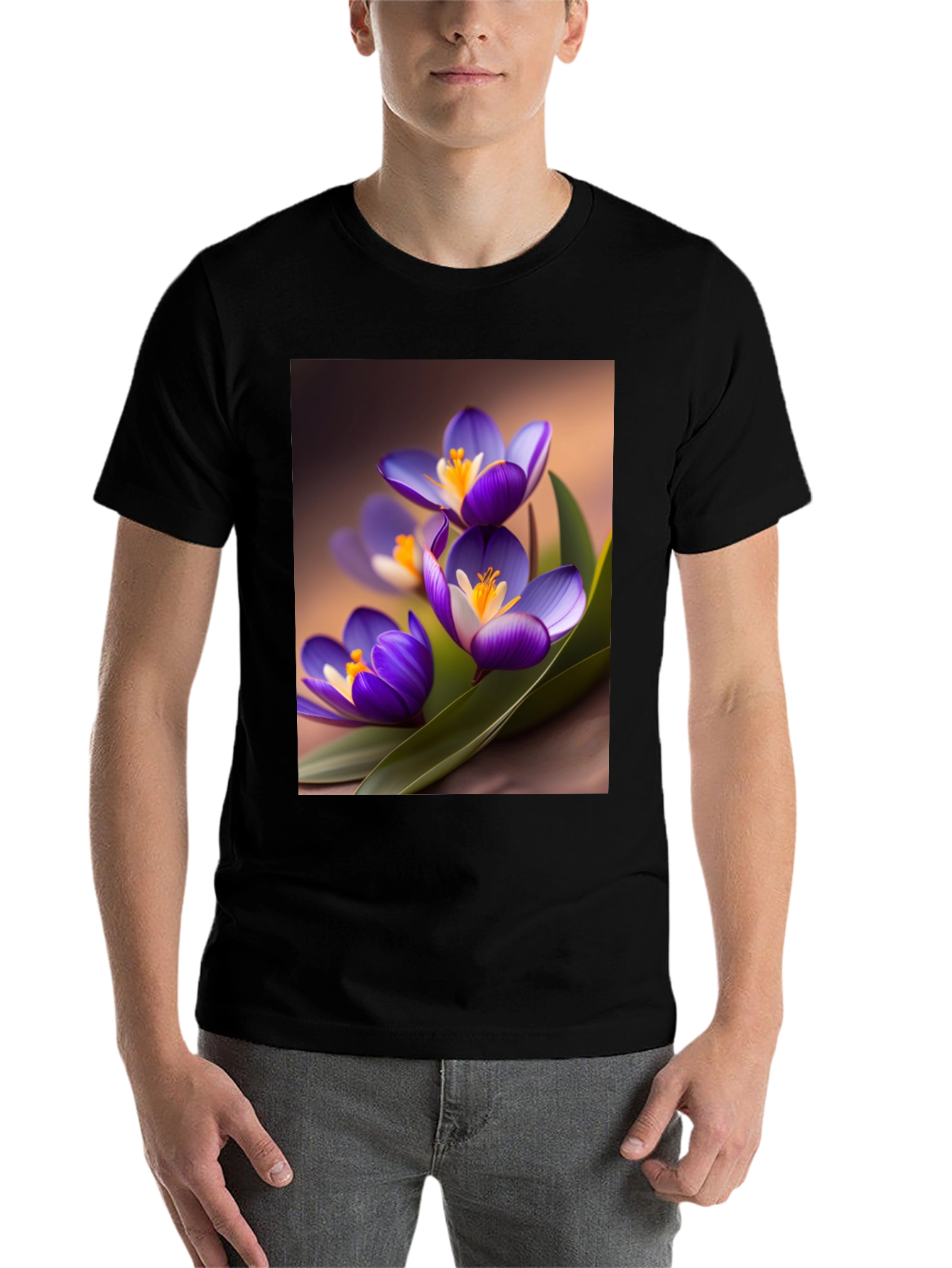 Black Floral Crocus Graphic Tee - Black view 7