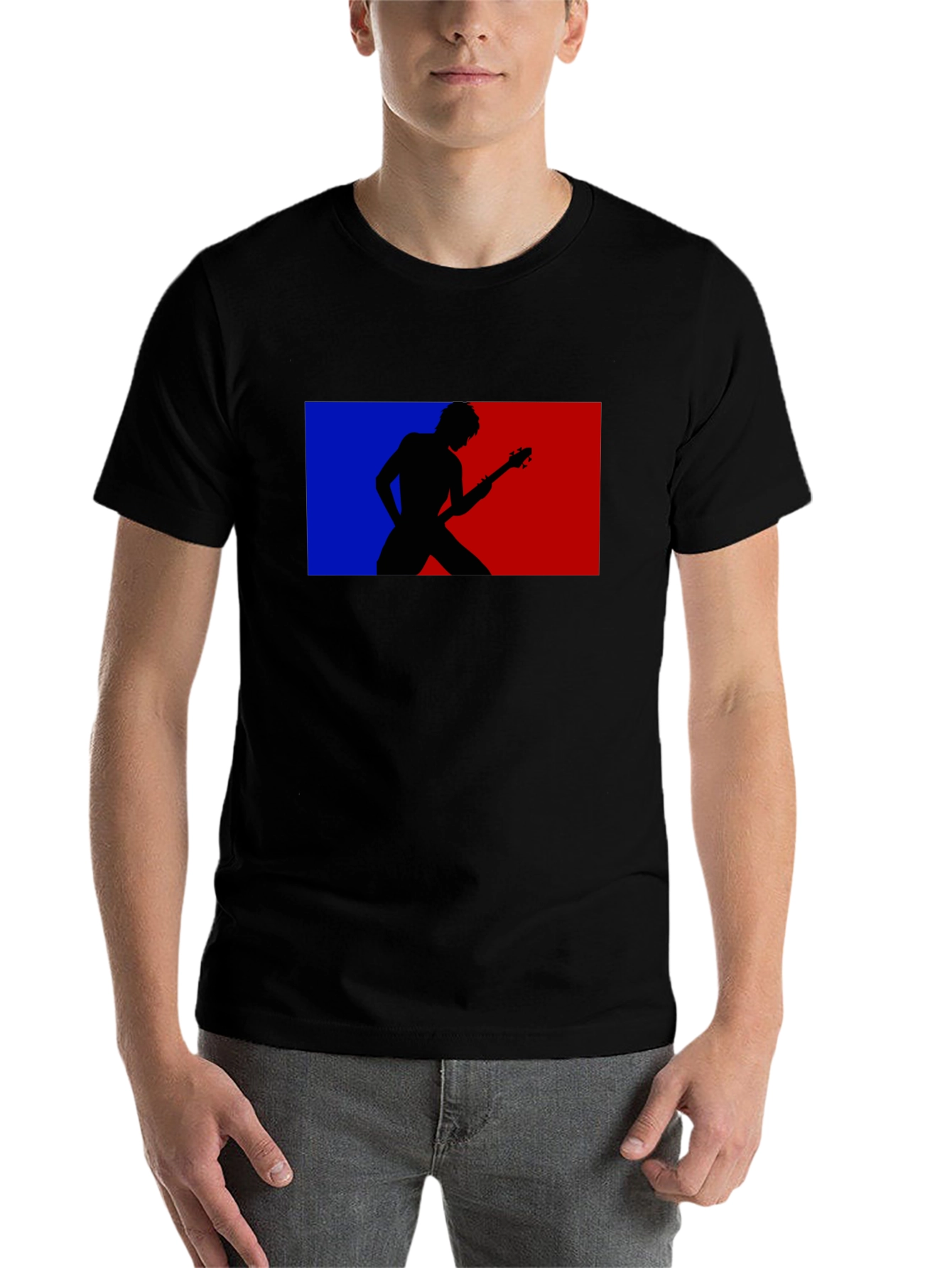 Black Retro Guitarist Tee - Black Graphic T-Shirt view 7