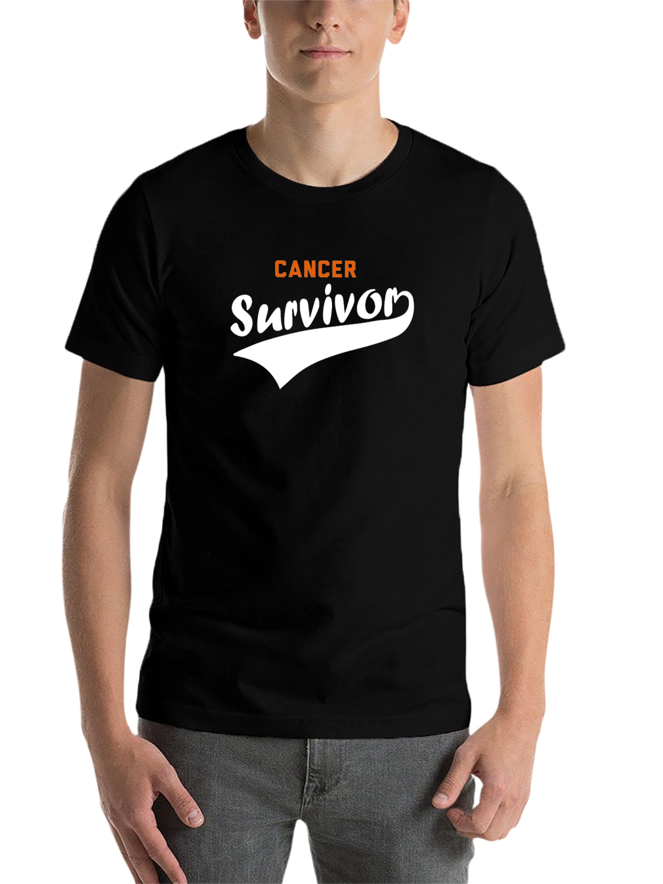 Black Cancer Survivor T-Shirt - Black Cotton Tee view 7