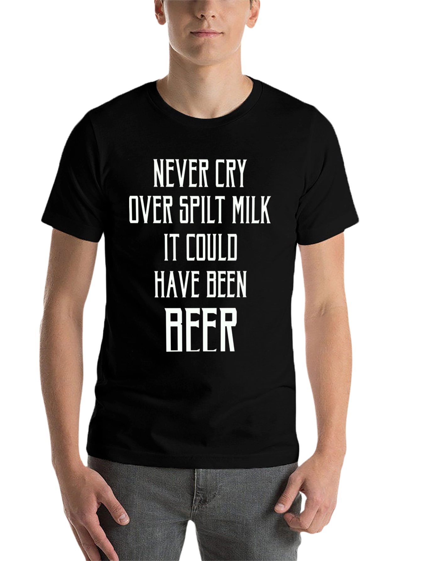 Black Spilt Milk Beer Graphic Tee - Funny Slogan T-Shirt view 7