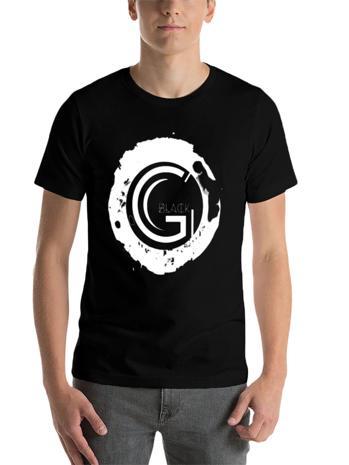 Black Black T-Shirt with G Graphic Design view 7