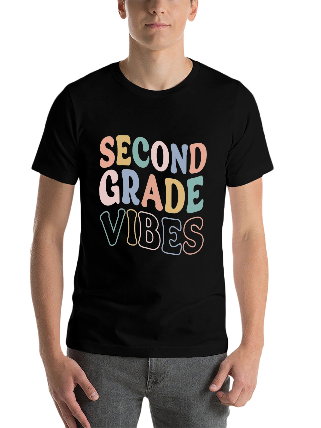 Black Second Grade Vibes Graphic T-Shirt view 7