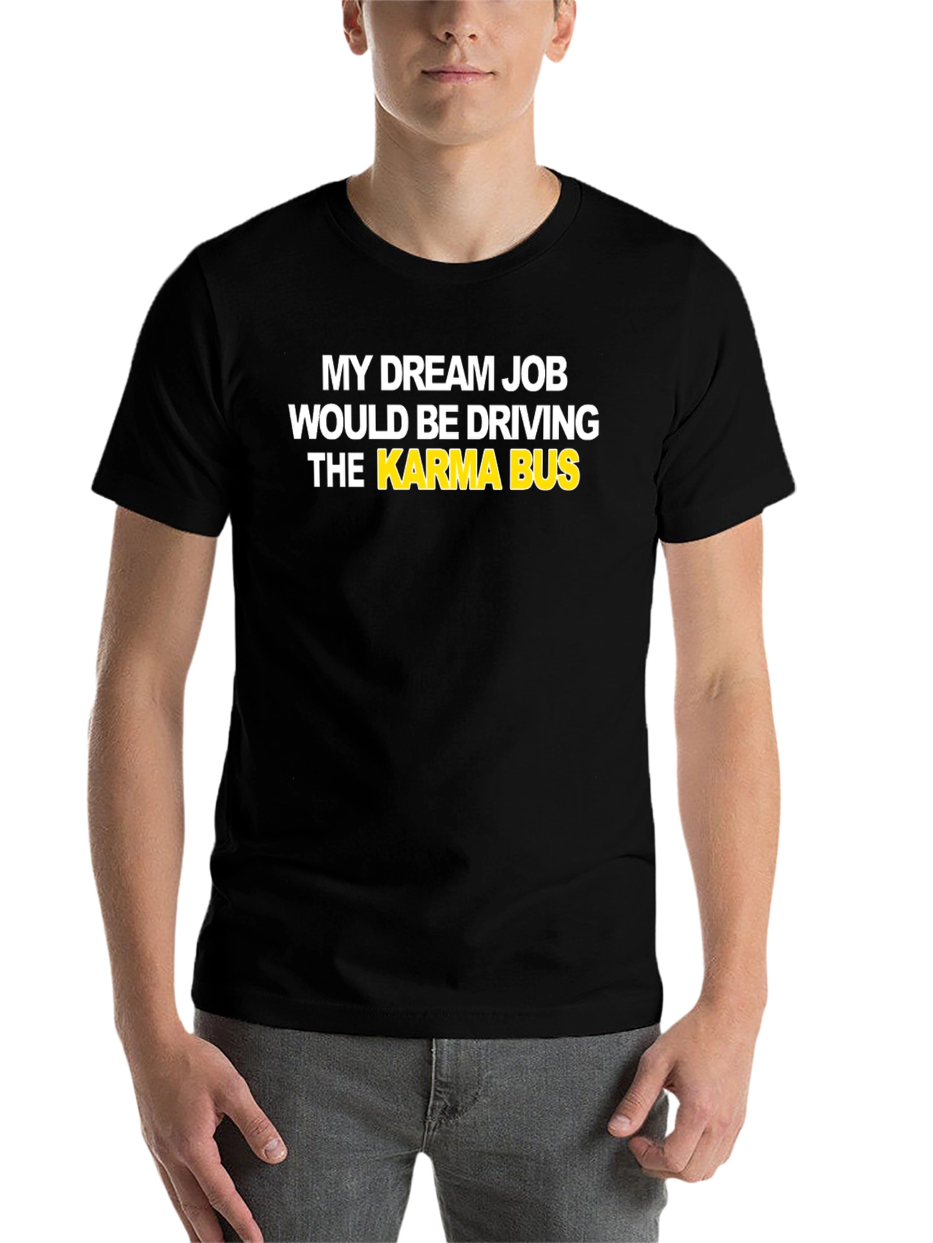 Black Karma Bus Graphic T-Shirt - Novelty Statement Tee view 7