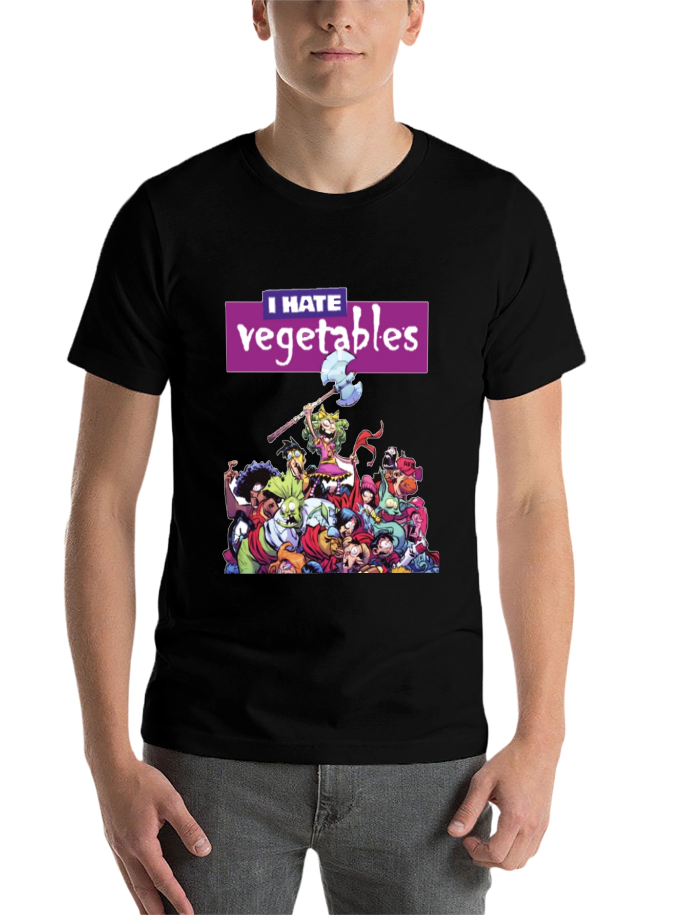 Black I Hate Vegetables Graphic T-Shirt view 7