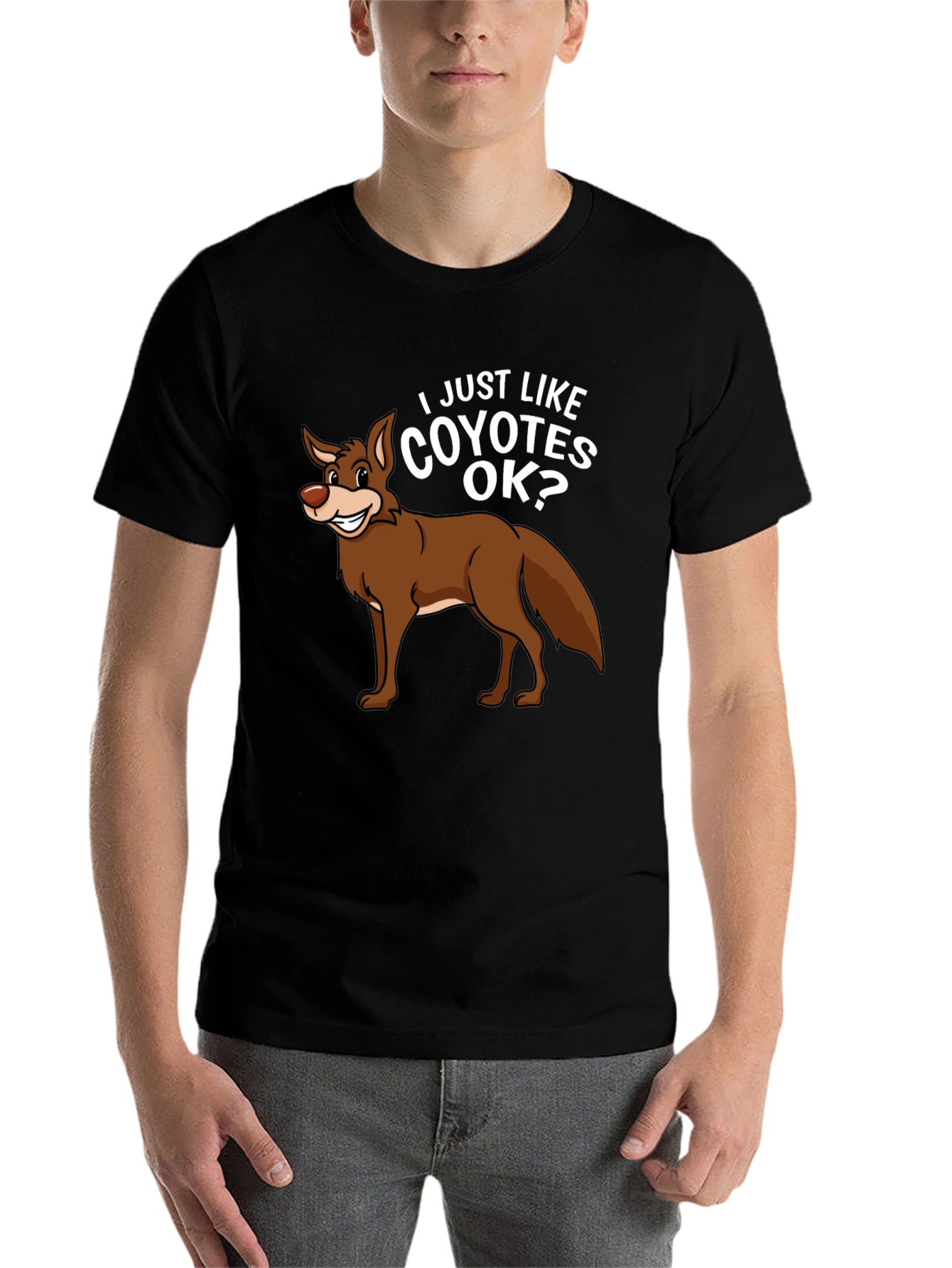 Black I Just Like Coyotes OK? Graphic T-Shirt view 7