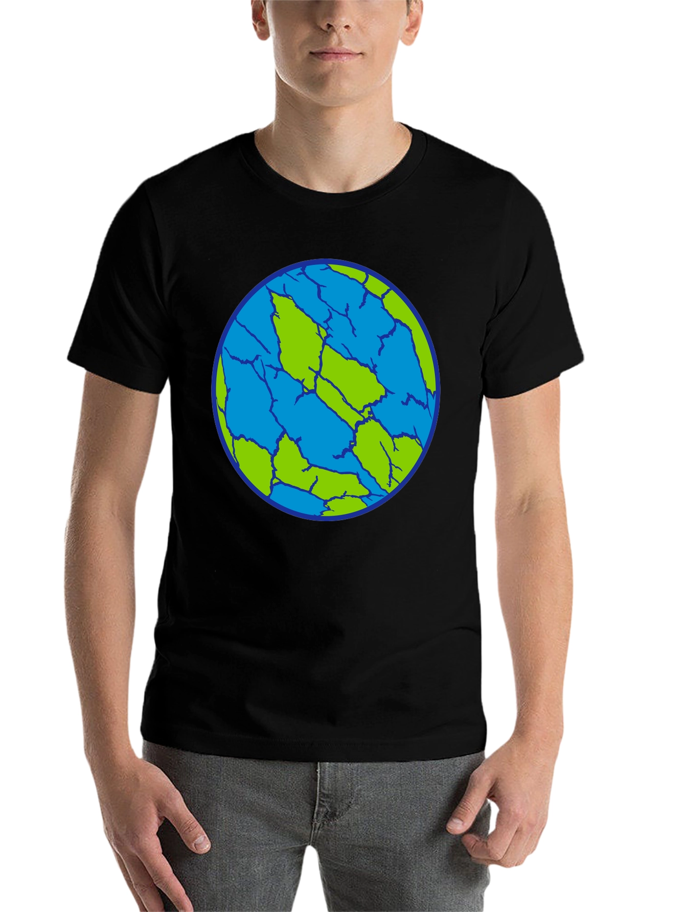 Black Cracked Earth T-Shirt - Unique Planet Design view 7