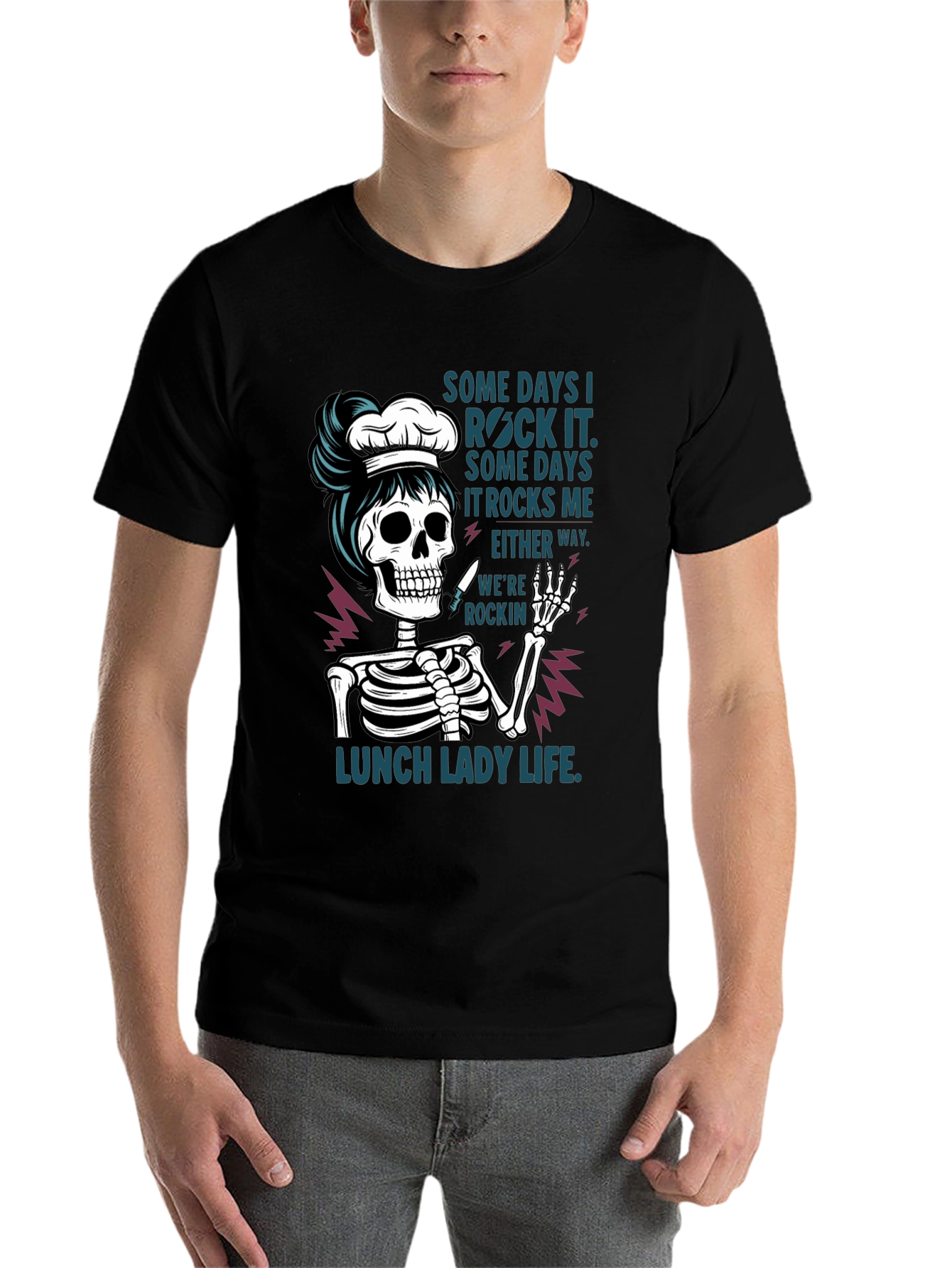 Black Lunch Lady Skeleton T-Shirt - Rockin' Life Tee view 7