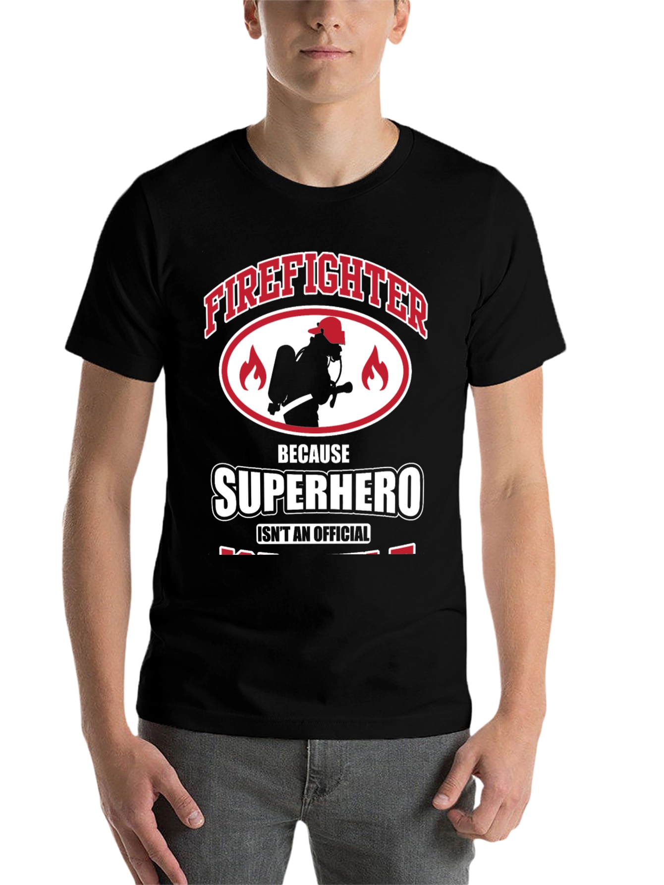 Black Firefighter Superhero Graphic Tee - Heroic Design view 7