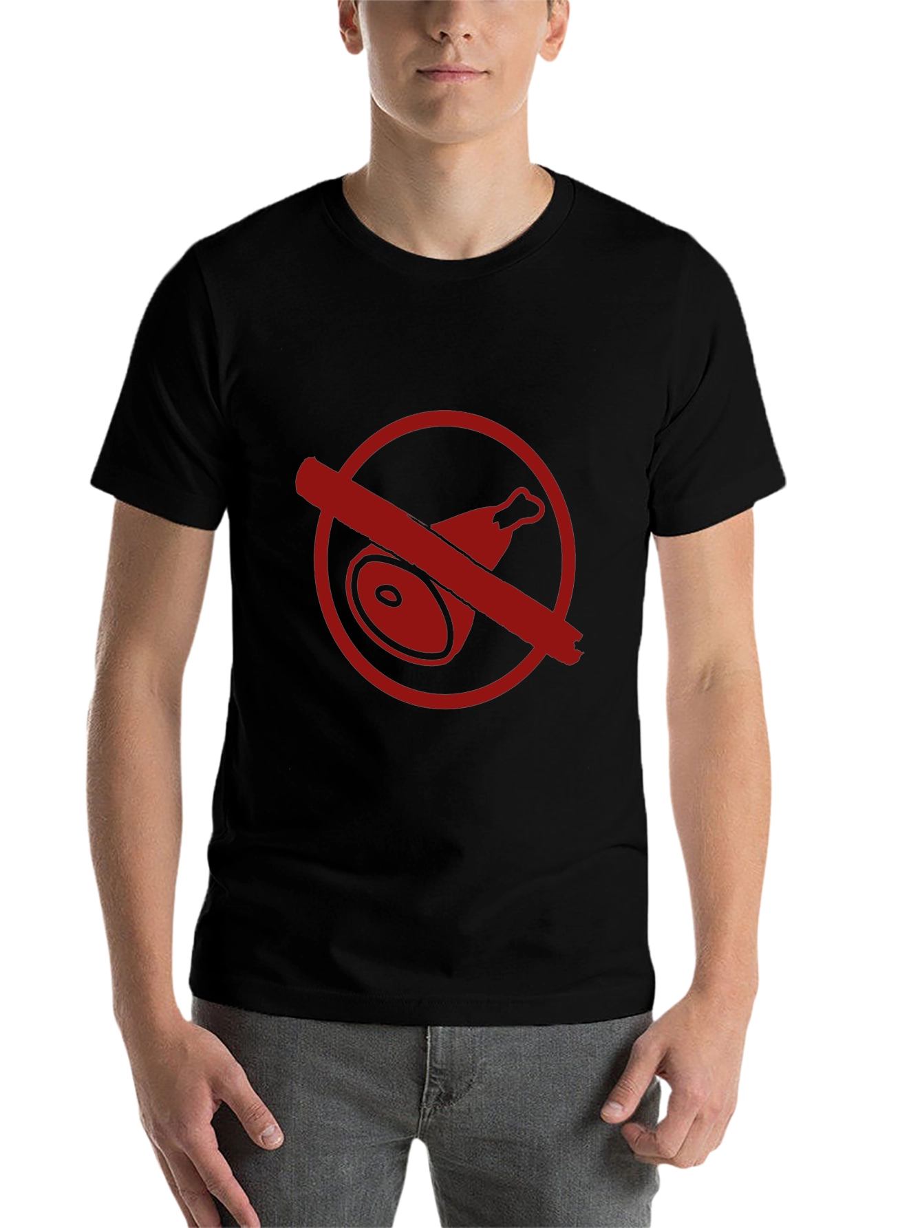 Black No Meat T-Shirt - Bold Vegetarian Style view 7