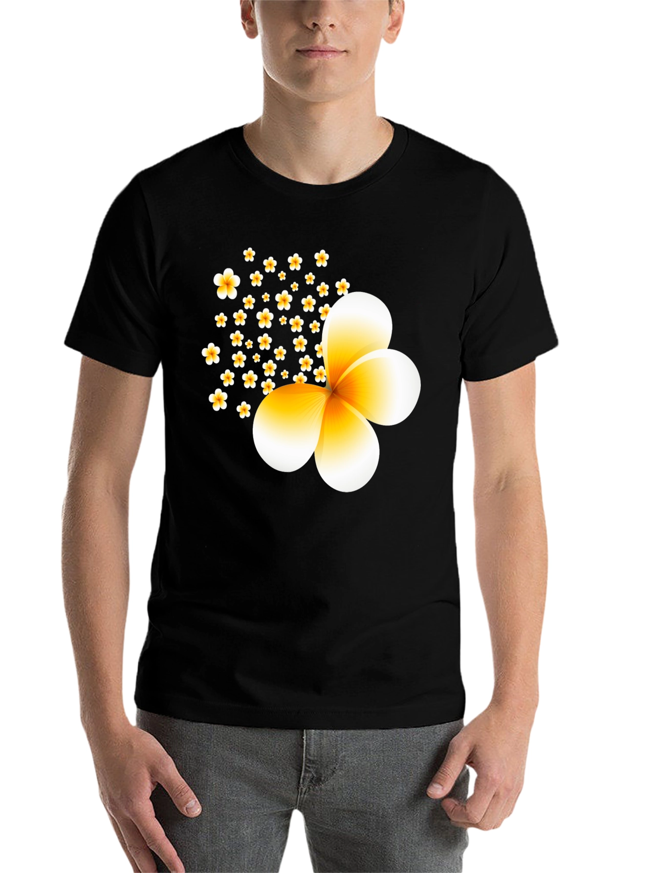 Black Floral Print Black T-Shirt view 7