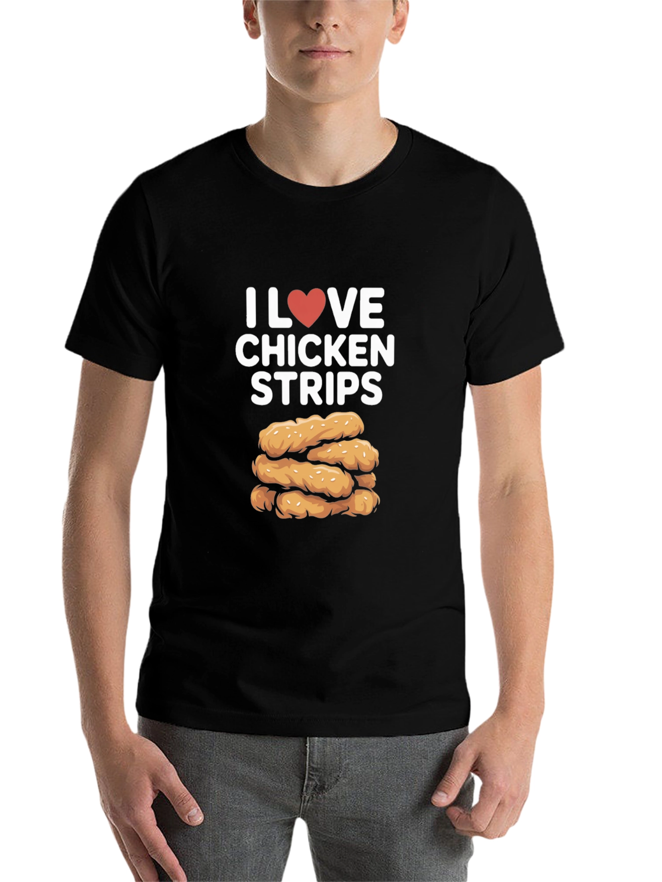 Black I Love Chicken Strips Black T-Shirt view 7