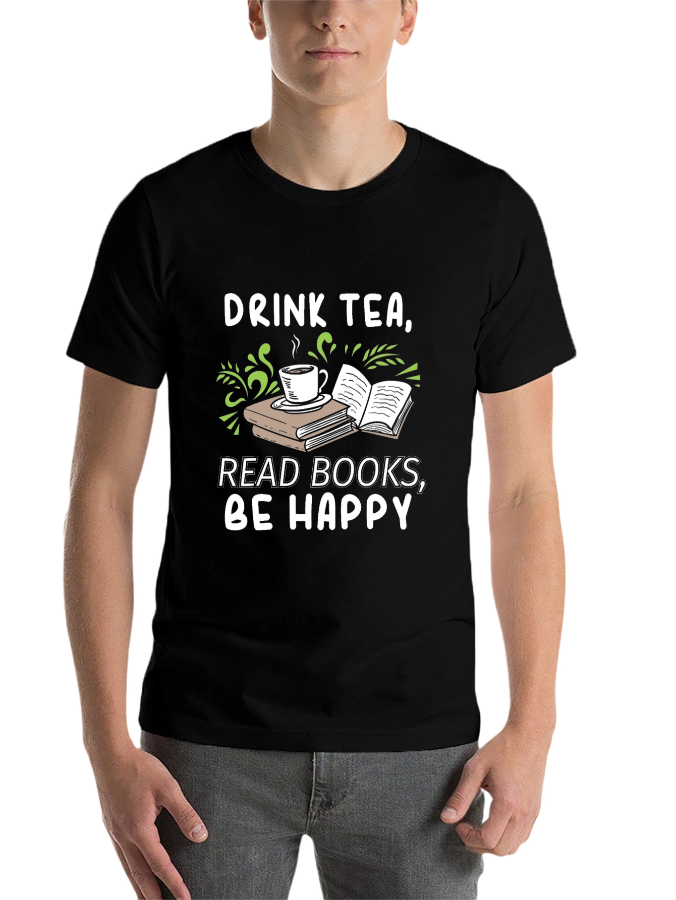 Black Drink Tea, Read Books, Be Happy Graphic Tee view 7